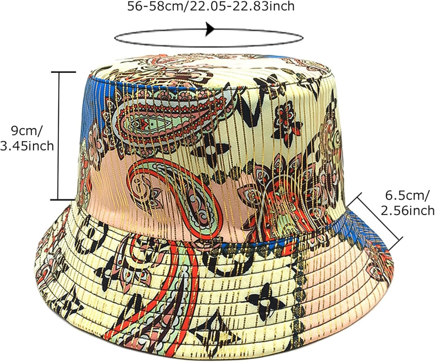 Hebenie Reversible Bucket Hat for Women &ndash; Summer Outdoor Sun Hat with Colorblock Print & Solid Side, Lightweight UV Protection Travel Beach Hat - Beige image number 5