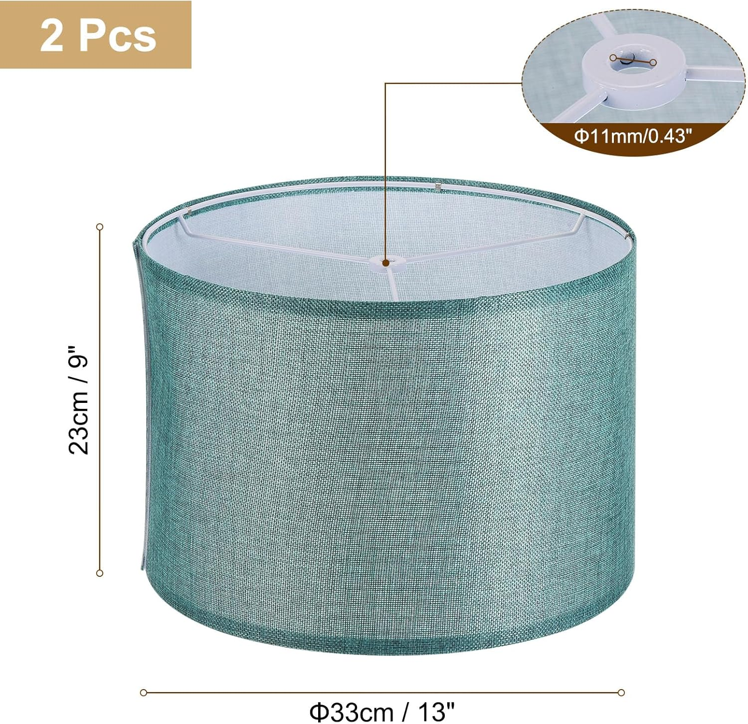 Uxcell Drum Lamp Shades Set of 2, 13"X13"X9" Linen round Lamp Shade for Table Lamps Easy Assembly Lampshade for Table Lamps Floor Lamps Bedside, Blue