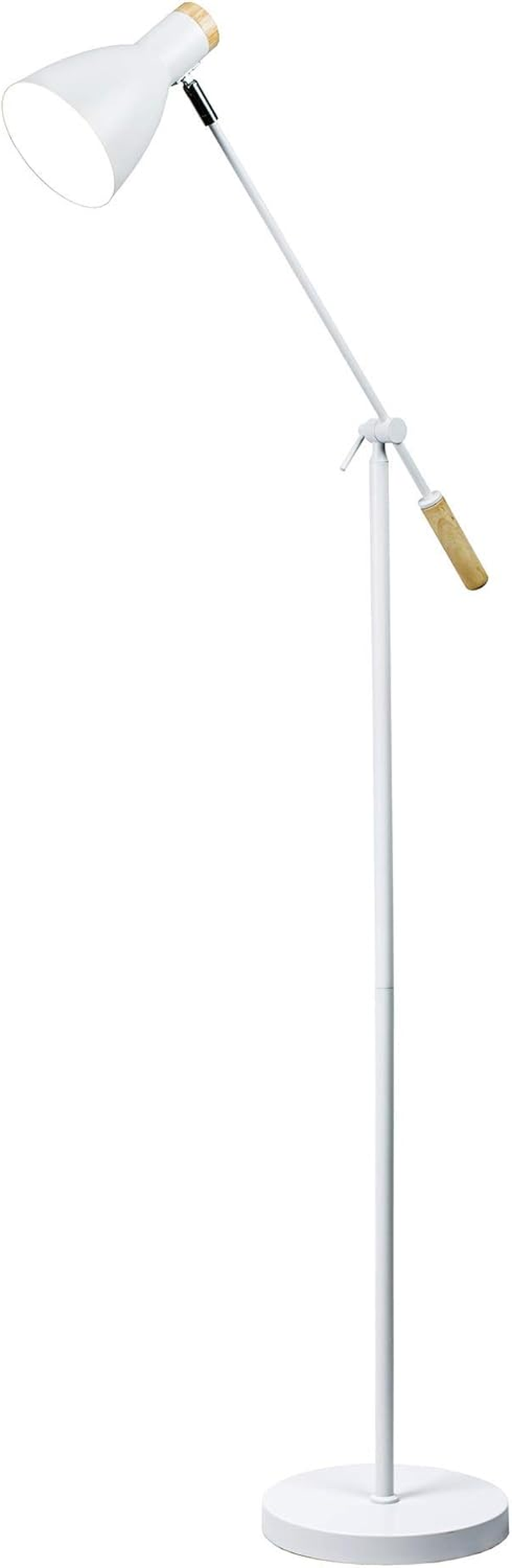 Lexi Lighting Scandinavian Adjustable Floor Lamp, Height 140Cm, E27 Lamp Holder, Black Metal Stand and Shade, Adjustable Arm with Wooden Handle, Task Light and Reading Lamp for Sofa-Side D&eacute;cor