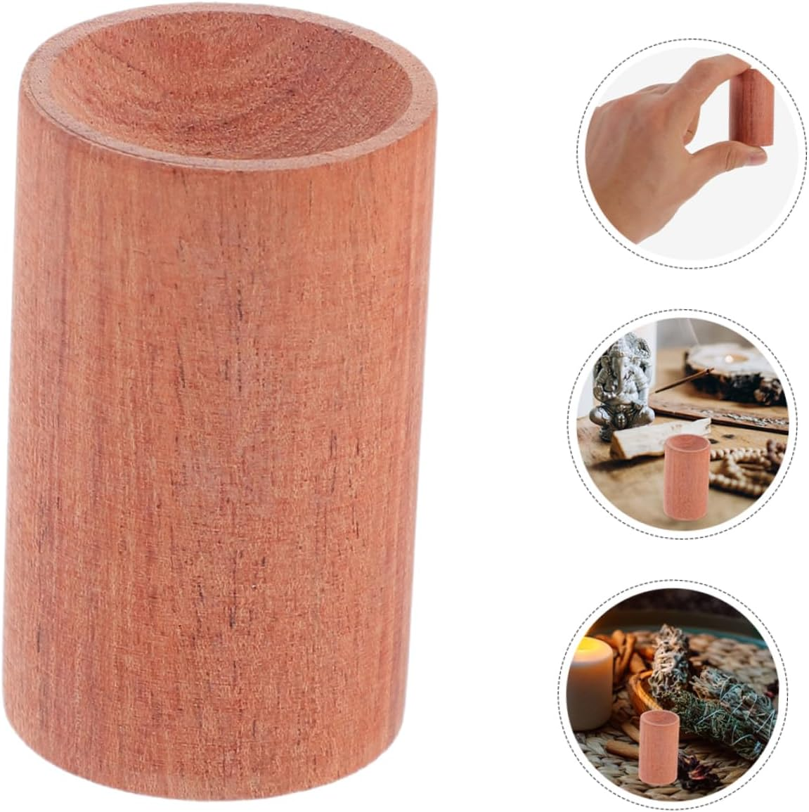 WEKADRIN 4Pcs Mini Cylinder Pedestal Stands Aromatherapy Essential Oil Base round Cylinder Wood Pedestal Display image number 1