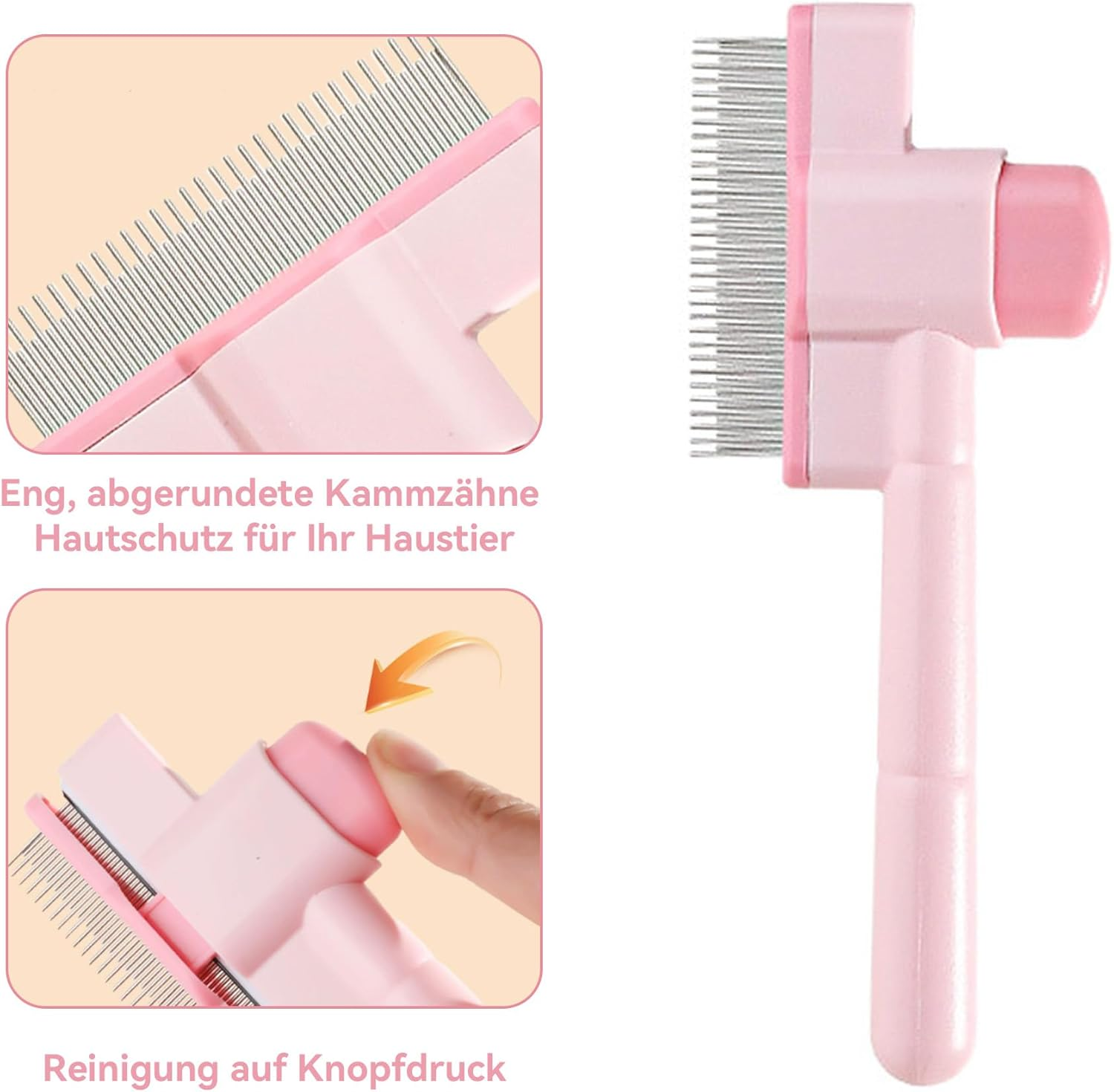 Xiciki Pack of 2 Fellblitz Cat Brush, Flea Comb for Cats, Fur Flash Brush for Long/Short Hair, Comb for Cats and Dogs image number 4