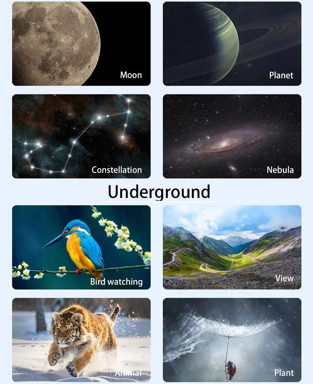 Telescope for Astronomy Astronomical Telescope 150 Times Zoom HD High-Power Portable Tripod Night Vision Deep Space Star View Moon Universe (YELLOW) - Black image number 6