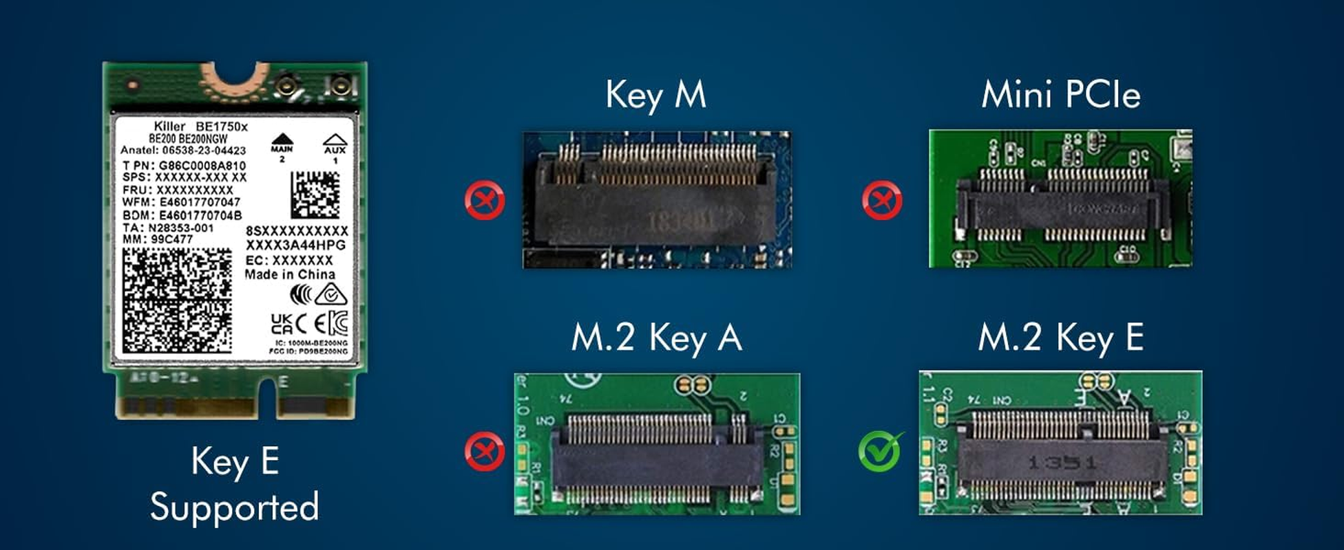 Highzer0 Electronics Be1750X Killer Series Upgraded BE200 Wifi 7 Card | Gaming Wifi Adapter | M.2 Pcie Wifi Card 5.8 Gbps 320Mhz 4K QAM | Supports Bluetooth 5.4 & Intel PC with Windows 10/11 image number 2