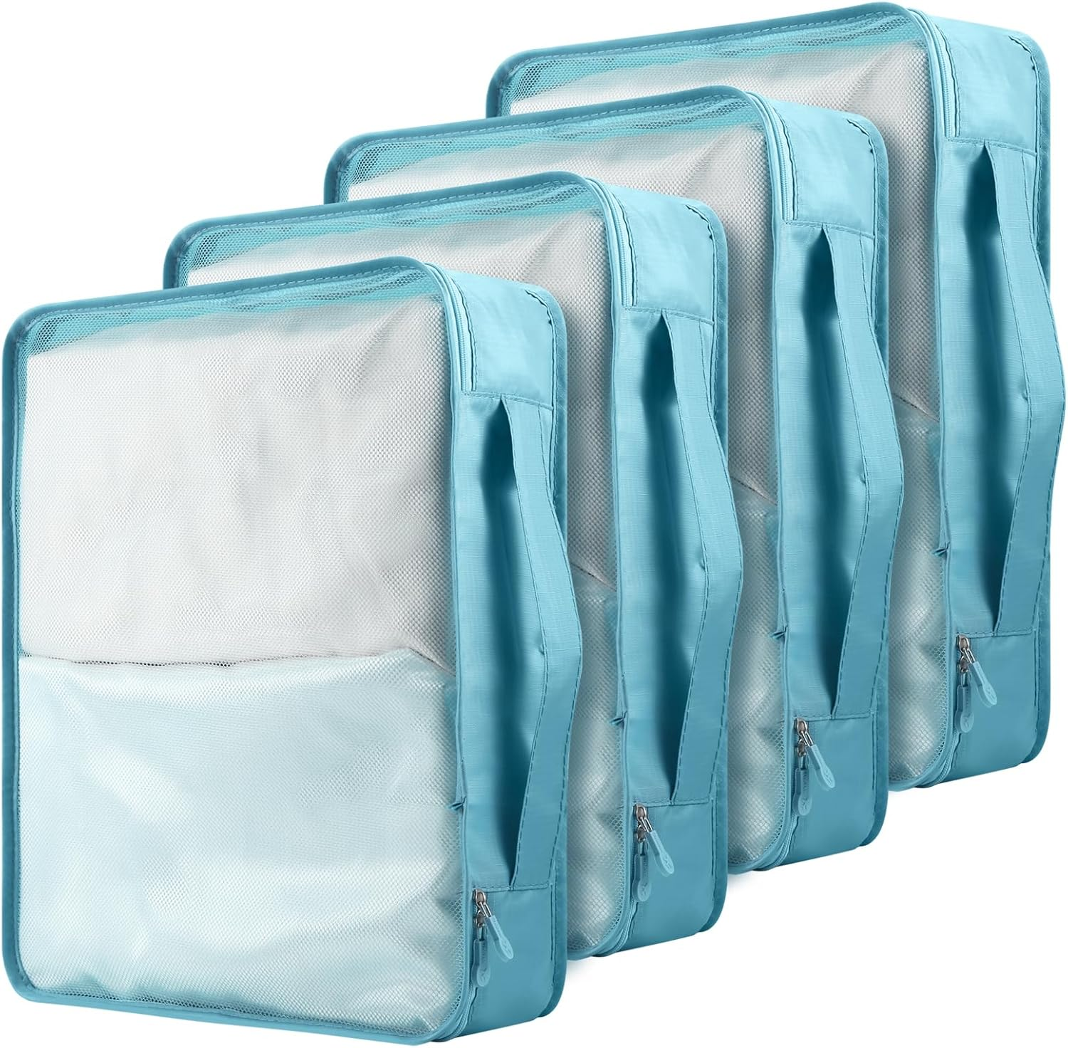 Hcskoss 4 PCS Large Packing Cubes,40X30X12Cm Same Size Suitcase Organiser Bags Compressible Expandable Packing Cubes for Suitcase,Luggage,Travel,Handy Helper,Organizing Clothes (Color Mixing)