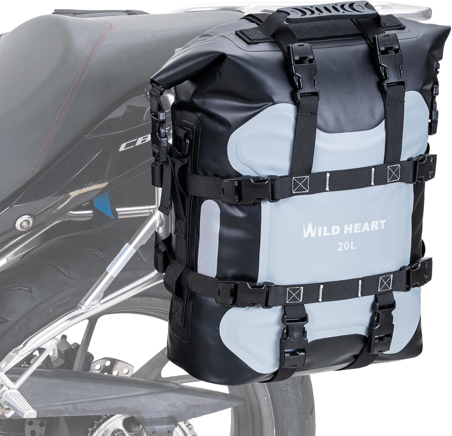 WILD HEART Motorcycle Side Bag Stainless Steel Suspension Waterproof Bag Saddlebags 20L/25L Waterproof Pianner Bag Wear-Resistant General-Purpose Bike Accessories, Black, 25L, Motorcycle Aluminium