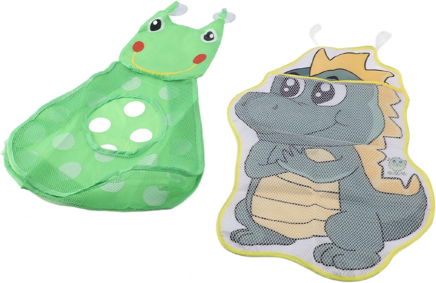 2Pcs Mesh Bath Toy Bag Cute Bathtub Toy Holder, Bath Toy Storage Net Bag, Shower Toy Holder, Mesh Bag for Bath Toys, Kids Bath Toy Net Organizer Dinosaur & Frog Pattern image number 5