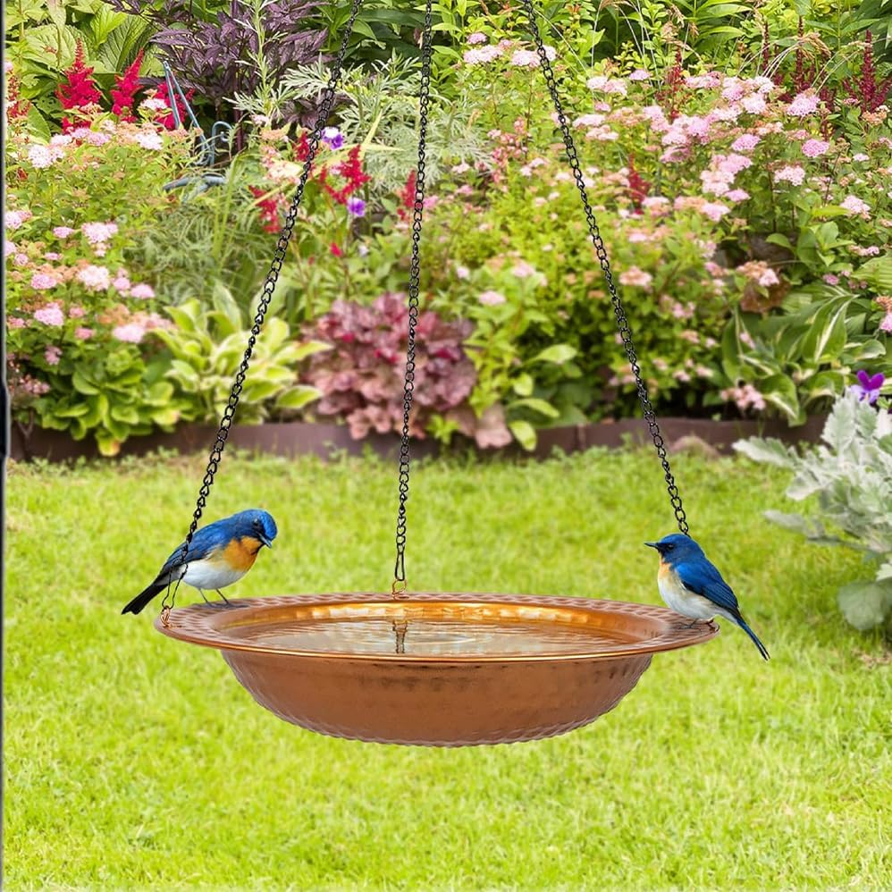 Iron Bird Bath for Outdoors - Hanging Bird Bath for Outside, Multi Functional,Hanging Bird Feeder Tray for Backyard Decor, for Outdoor Bird Feeder,Backyard, Patio Garden Yard Decoration. image number 2