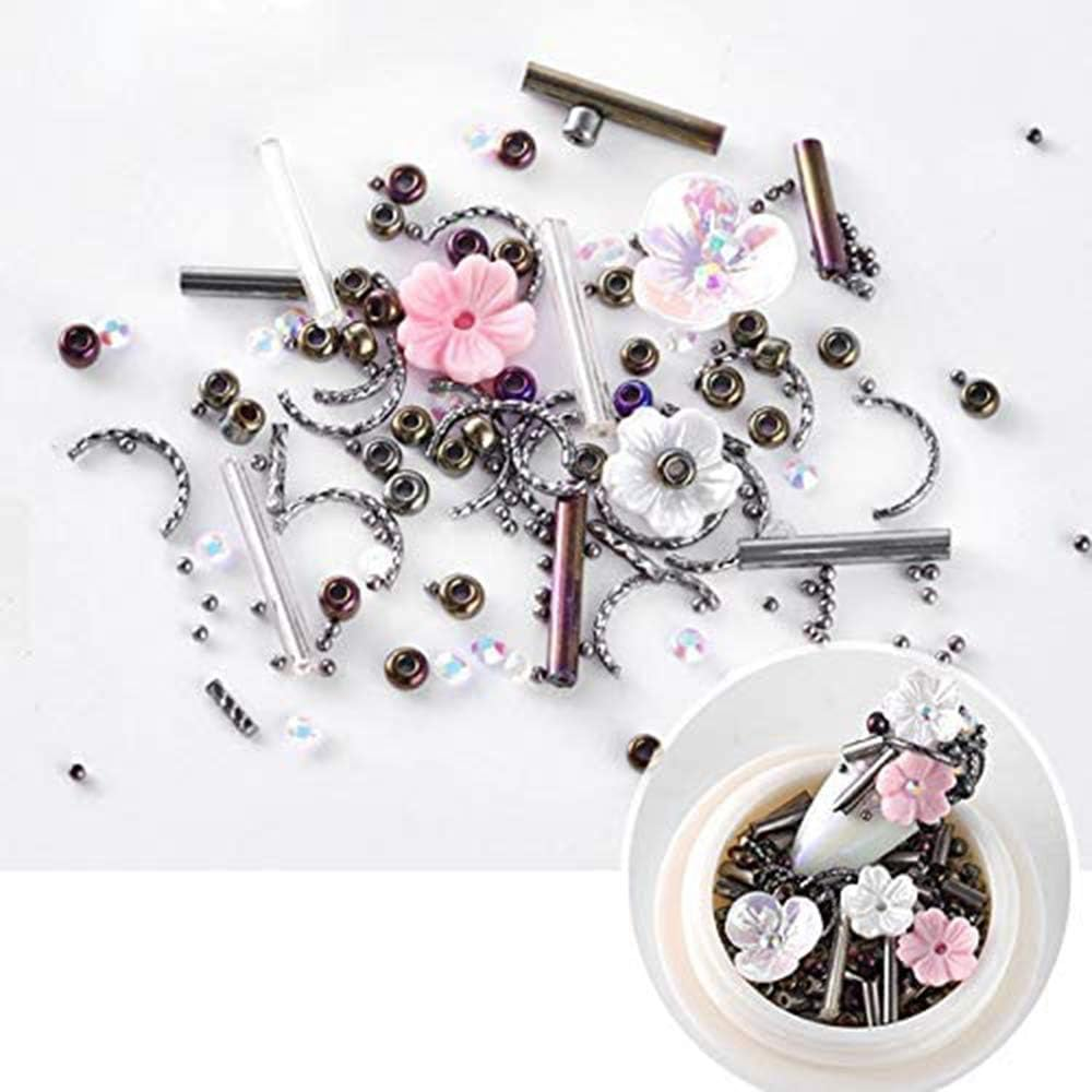 8 Boxes Nail Art Rhinestones Diamonds Beads Diy Crafting Jewelry Nails Art Crystals image number 3