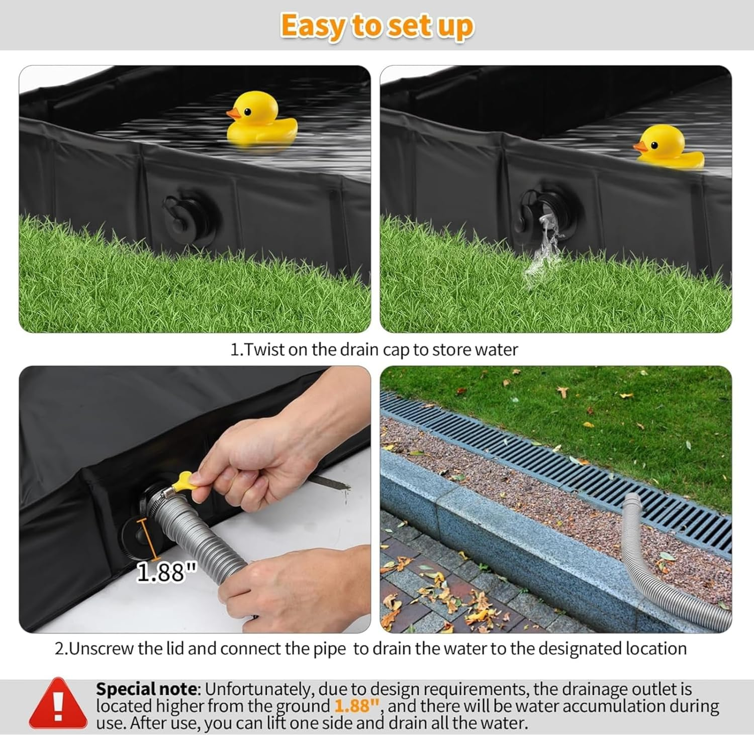 Ssumght Camping Shower Base, Foldable Shower Tent Awning Base with Drain Hose to Keep Feet Clean, 104 * 104 * 13Cm Portable Shower Pan for Indoor and Outdoor image number 4