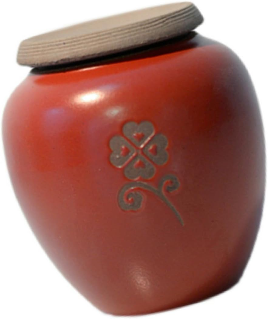 FELTECHELECTR Ceramic Tea Canister Tea Storage Jar Food Storage Container for Home Kitchen Red for and Display image number 1