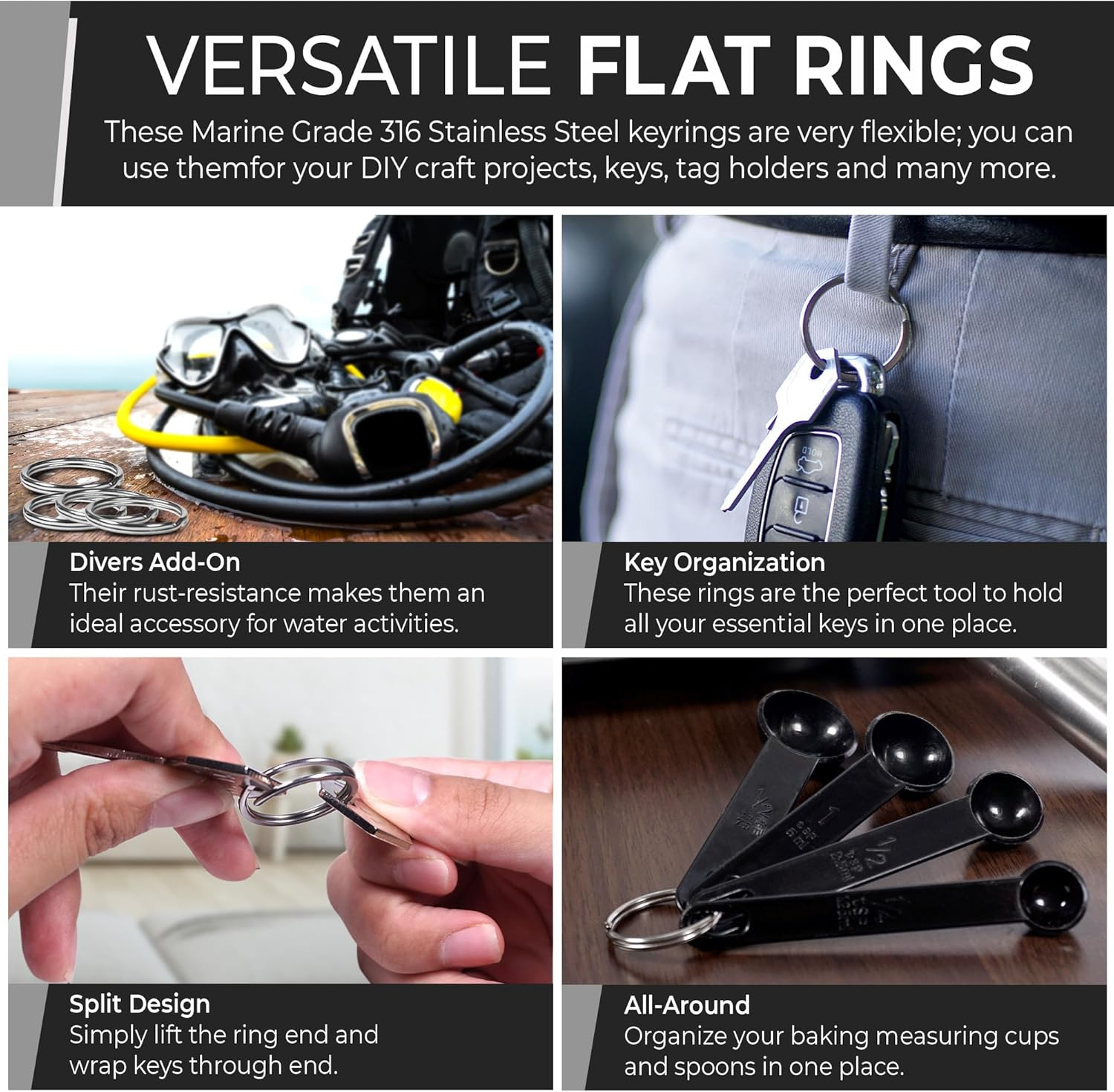 CREST 10 Pcs Surgical Grade Stainless Steel Split Ring for Keychains 1 Inch 25Mm SS316L Key Rings for Car Keys image number 3