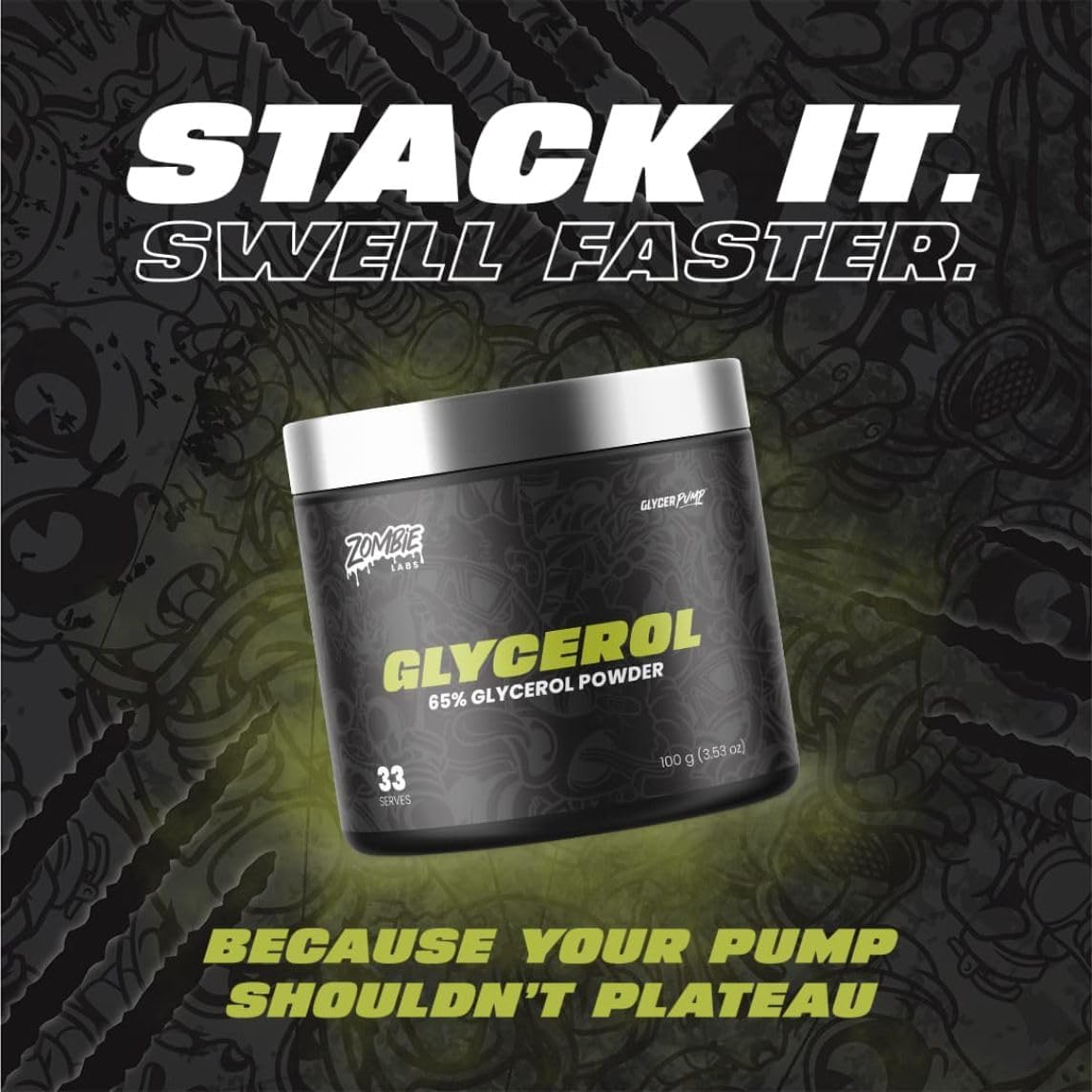 Zombie Labs Glycerpump, 65% Glycerol Powder, Unflavoured, Pre-Workout Supplement, Pharmaceutical Grade, Australian Made, for Muscle Hydration and Pumps image number 1