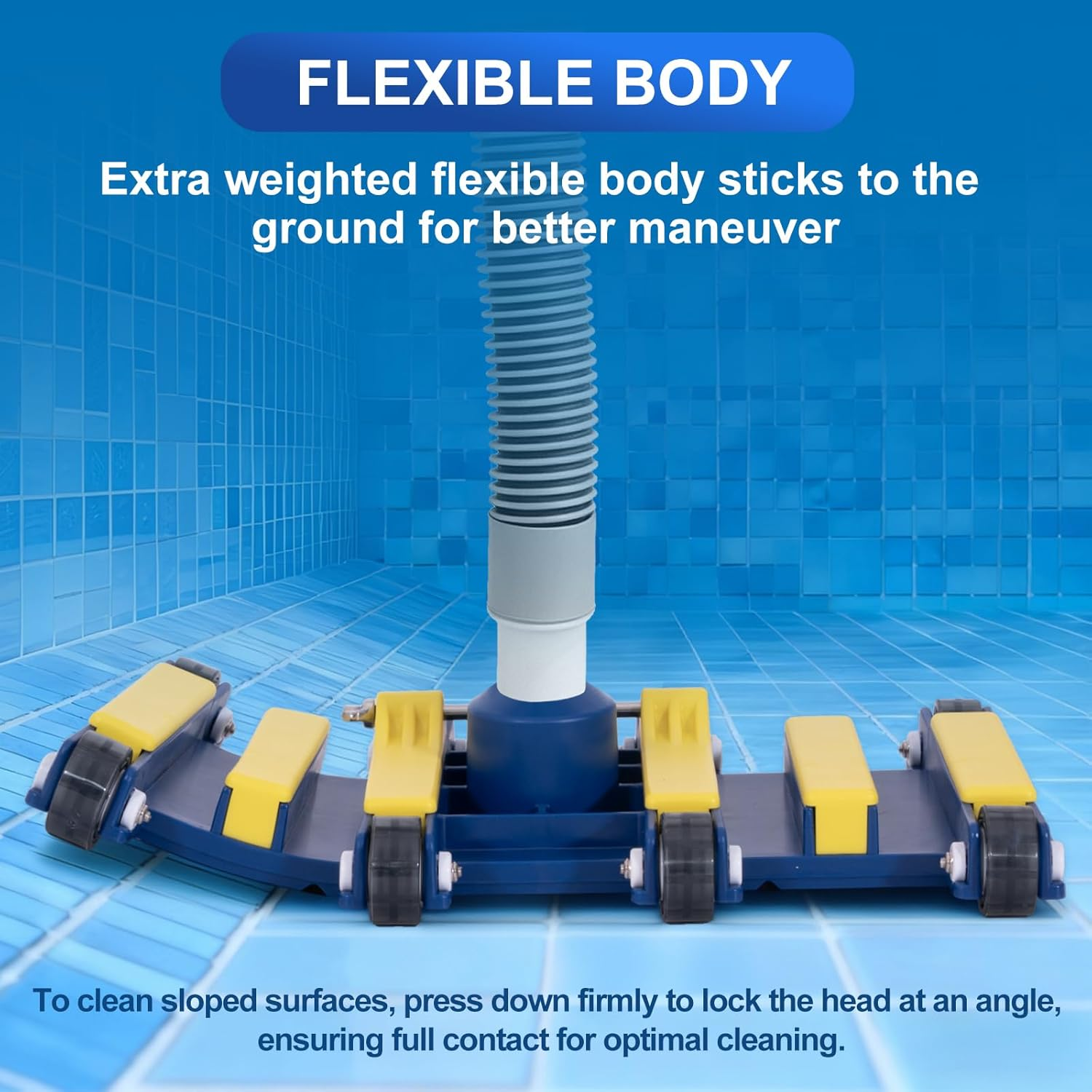 POOLAZA 35Cm Pool Vacuum Head &ndash; Weighted Pool Vacuum Head with Bottom Brushes & 6 Weights, Flexible Design with Swivel Hose Connection and Wheels, for Inground & above Ground Pools image number 5