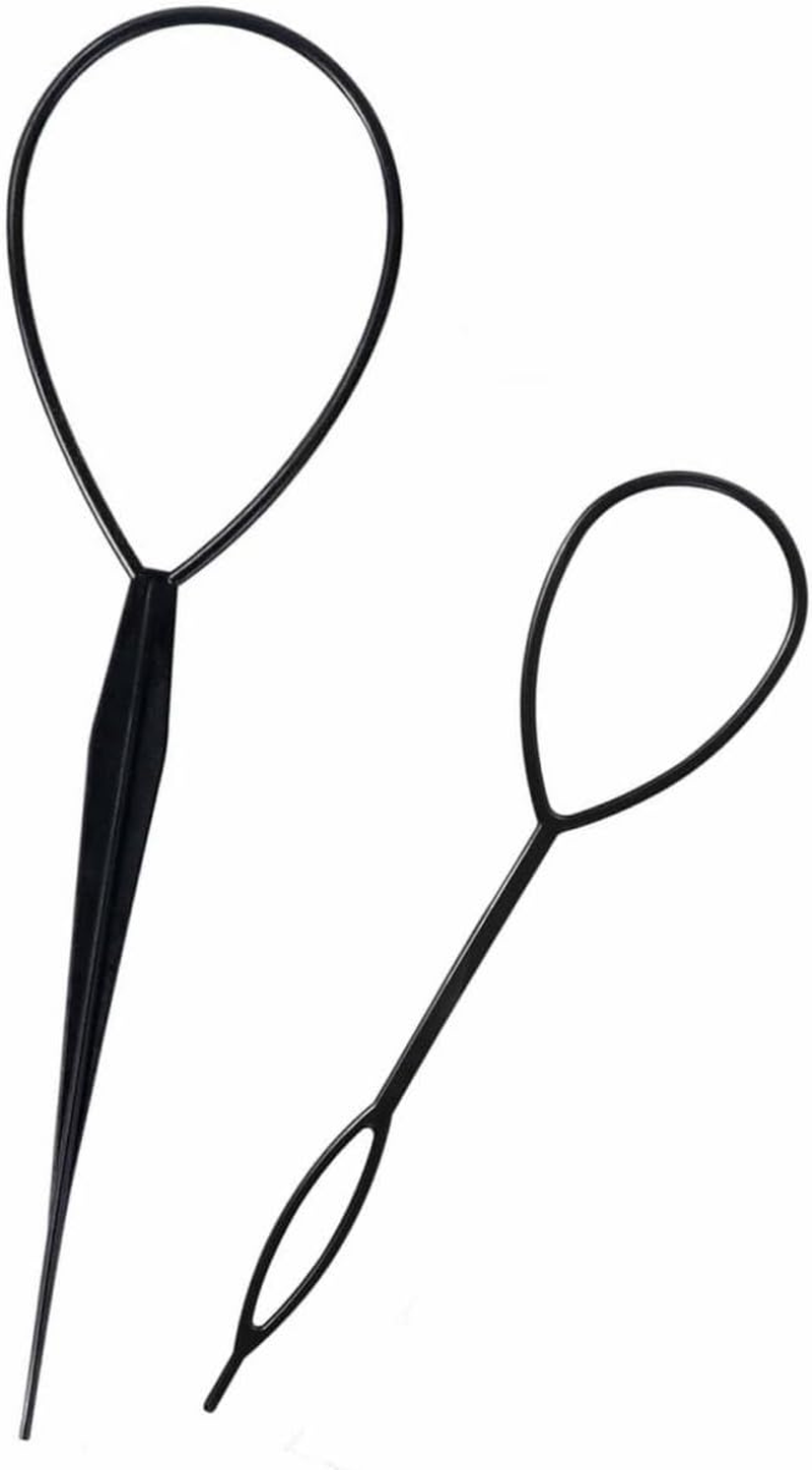 Sularpek Tail Hair Tool, 2 Pcs Durable Hair Looping Tool, Tail French Braid Loop Tool, Fashion Hair Braiding Tool for Making Women and Girls Hair Style (Black) image number 2
