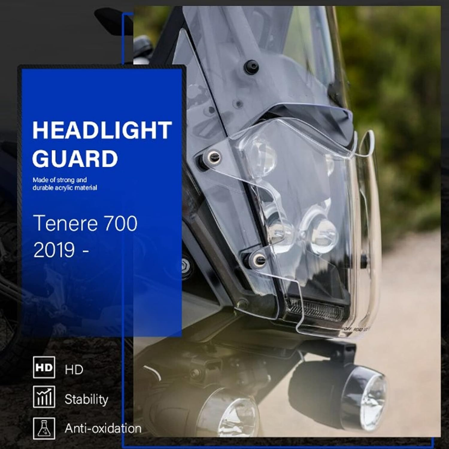 Motorcycle Headlight Protector Guard, Impact Resistant Smooth Replacement for Tenere 700 2019‑2022 Fit Your Motorcycle Perfectly (Clear) - Fluorescent Green image number 3