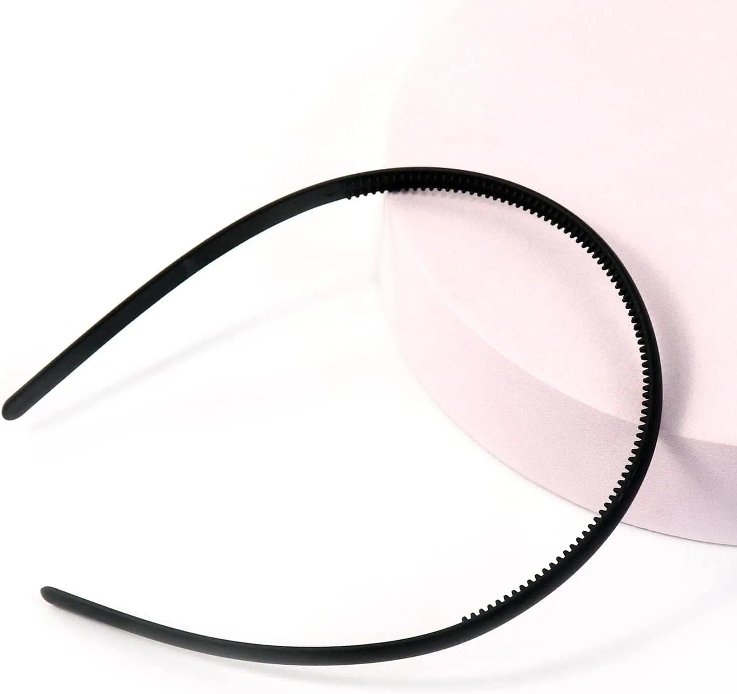 6 Pack Plastic Hair Band Headband, Black Non-Slip Skinny Hairband for Men and Women, Durable Elastic Hair Hoop with Inner Teeth for Daily Wear by Unron image number 5