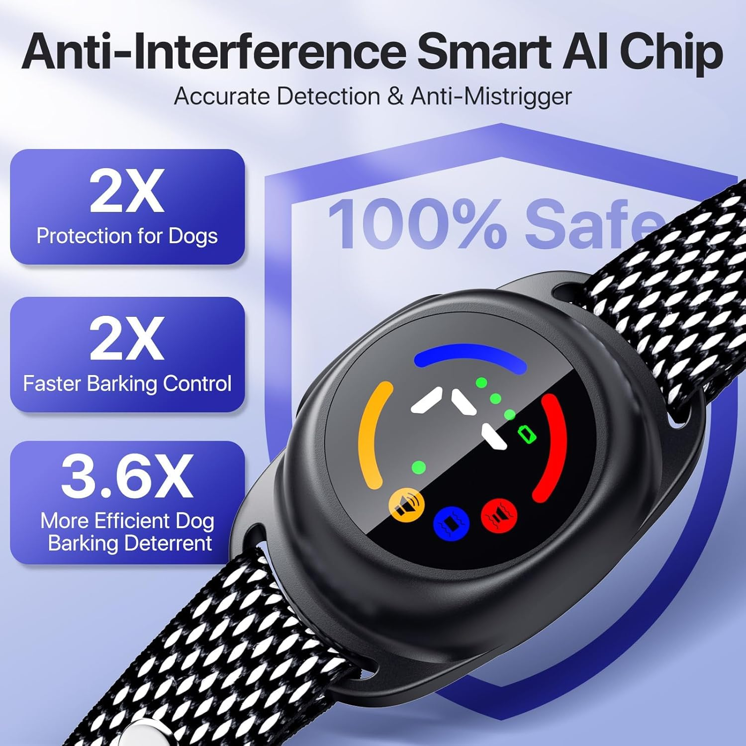 Dog Bark Collar for Small Dogs,No Shock Bark Collar with Beep & Vibration Only, IP67 Waterproof No Bark Collar Rechargeable with 7 Adjustable Sensitivity (Black) image number 6