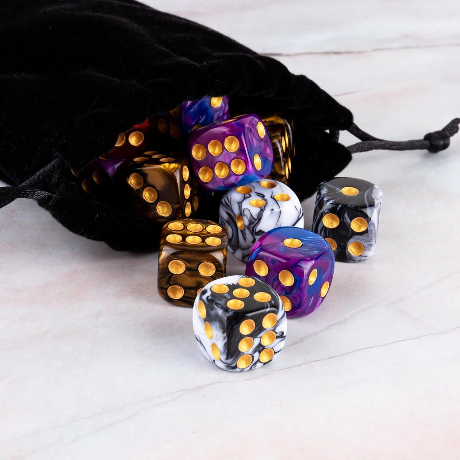 36 Pieces 16Mm Marble D6 Dice 6 Sided Dice Set round Corner Board Game Dice for MTG DND Tenzi Farkle Yahtzee Bunco or Math Learning image number 1