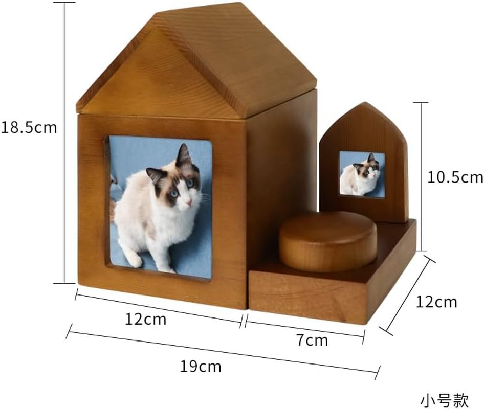 Pet Urns for Dog or Cat Ashes, Wooden Pet Cremation Urns with Photo Frame, Pet Memorial Keepsake Cat or Dog Memory Box,S image number 4