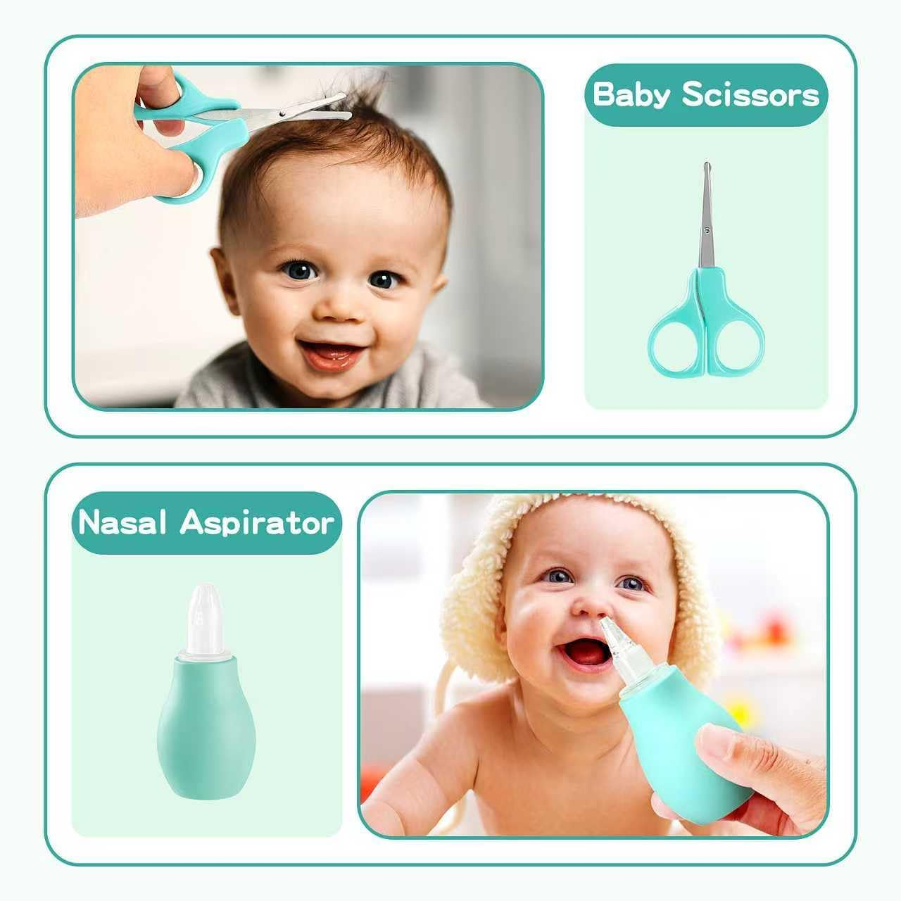 Baby Healthcare and Grooming Kit with Nail Clippers, Scissors, Infant Grooming Kit for Newborns (18 in 1, Green) - 25 Pc Green Kit image number 6