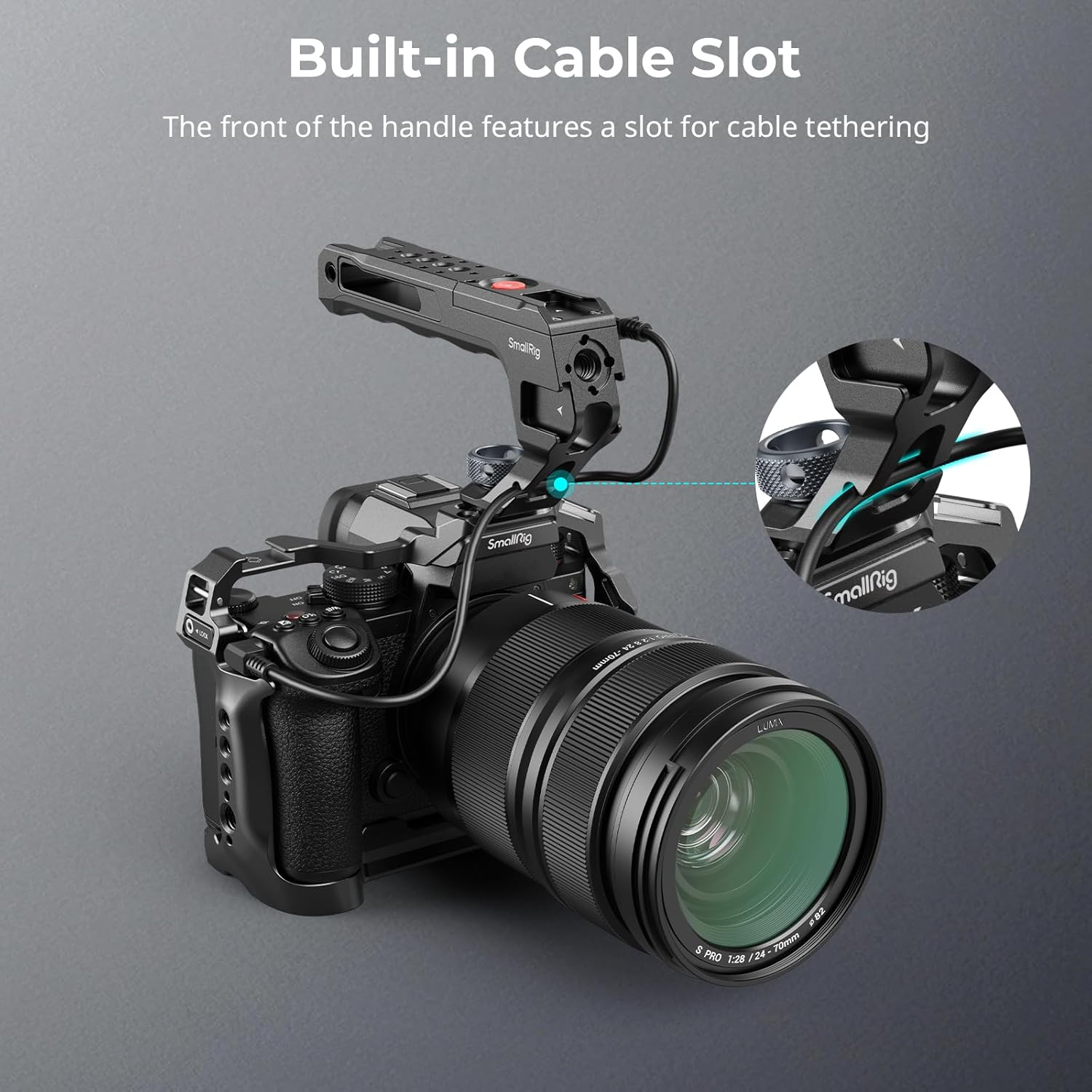 Smallrig Top Handle with Record Start/Stop Remote Trigger for ARRI 3/8&rdquo;-16 Hole, Compatible with Sony A7 III/ FX3/ A6600, for Canon R5II/ R5C, for FUJIFILM X-H2S/ X-T5, for Panasonic S5 II/ GH5 image number 5