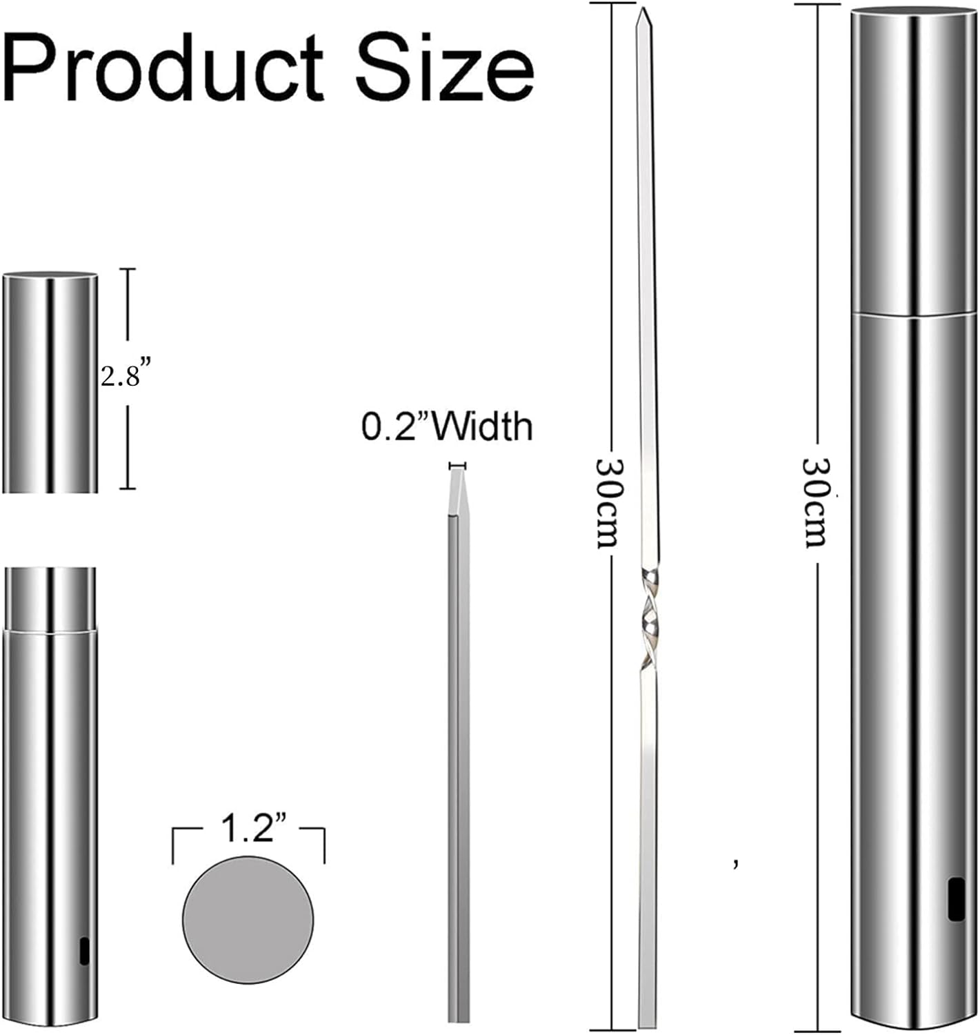 40Pcs Flat Metal Grilling Skewers, 304 Stainless Steel BBQ Skewers with Storage Tube, Reusable Barbecue Stick for Outdoor Camping Picnic Tools Cooking Tools image number 5