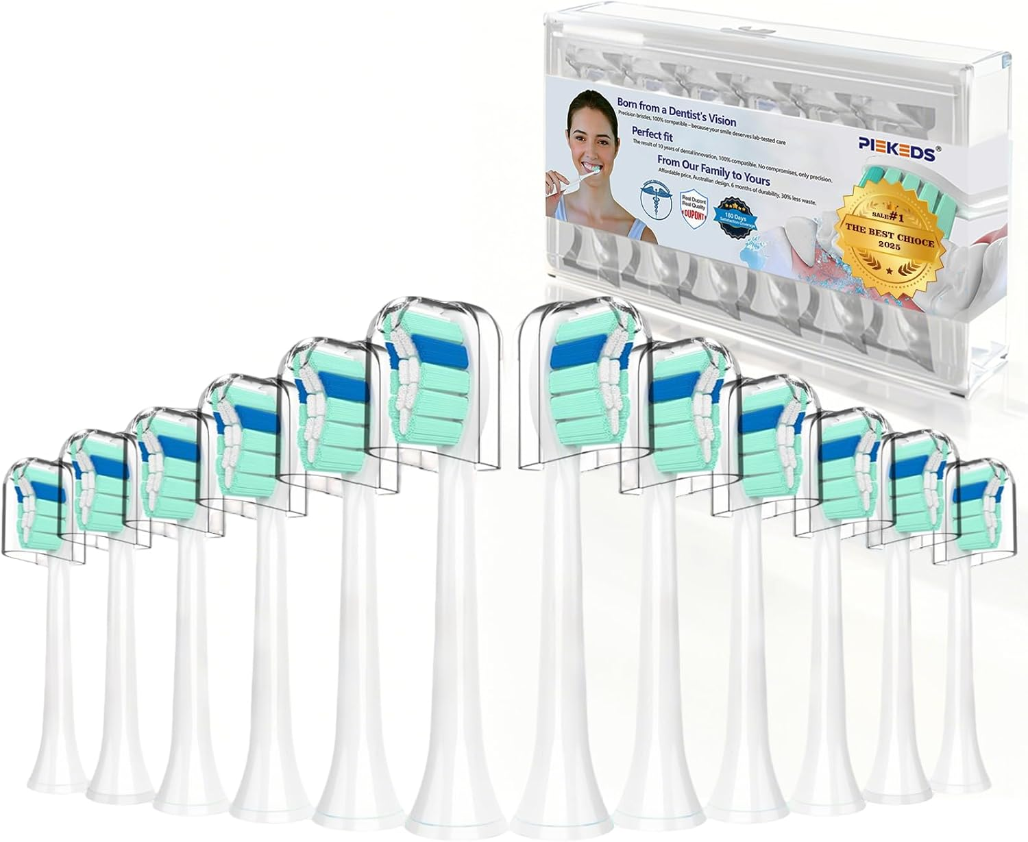 12X Replacement Heads,Replacement Brush Heads Compatible with Philips Sonicare Toothbrush Heads, Pack of 12 Professional Electric Toothbrush Heads, Exceptional Cleaning & Gentle on Gums. image number 1