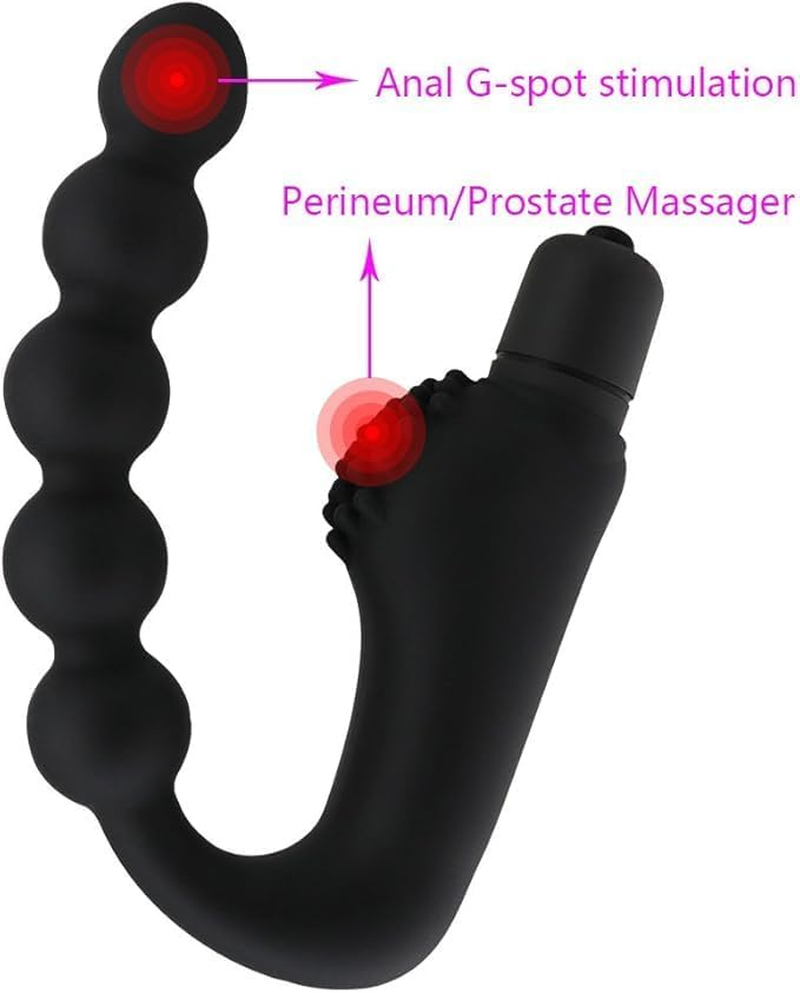 Silicone 10 Speeds Anal Plug Prostate Massager Vibrator Butt Plugs 5 Beads Sex Toys for Woman Men Adult Product Sex Shop Black image number 2