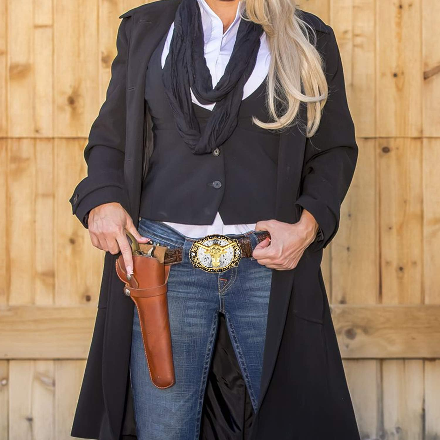 WILLBOND 2 Pieces Longhorn Bull Eagle Letter J Belt Buckle Cowboy Belt Buckle Western Rodeo Bull Buckle for Men image number 1