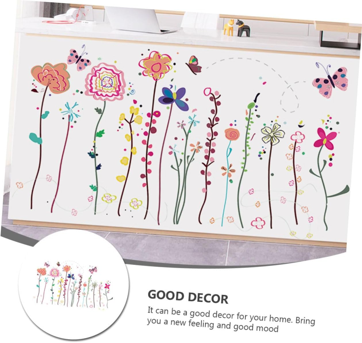 OSALADI Garden Wall Sticker Set Realistic Flower Vines Decal for Living Room Easy Peel Stick Decor image number 1