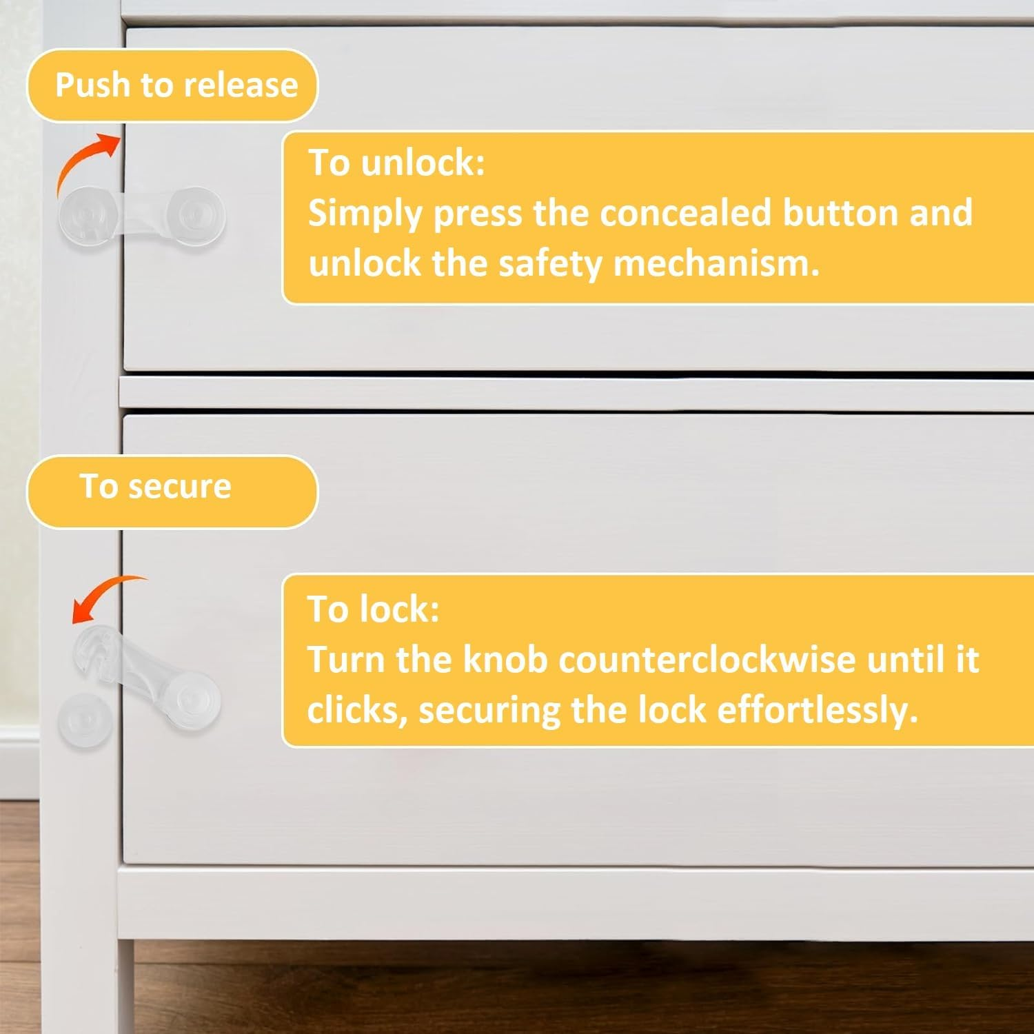 Child Safety Cabinet Locks - Baby Proofing Locks,Locks for Cabinets and Drawers, Featuring Strong and Removable Adhesive (Pack 5) image number 5