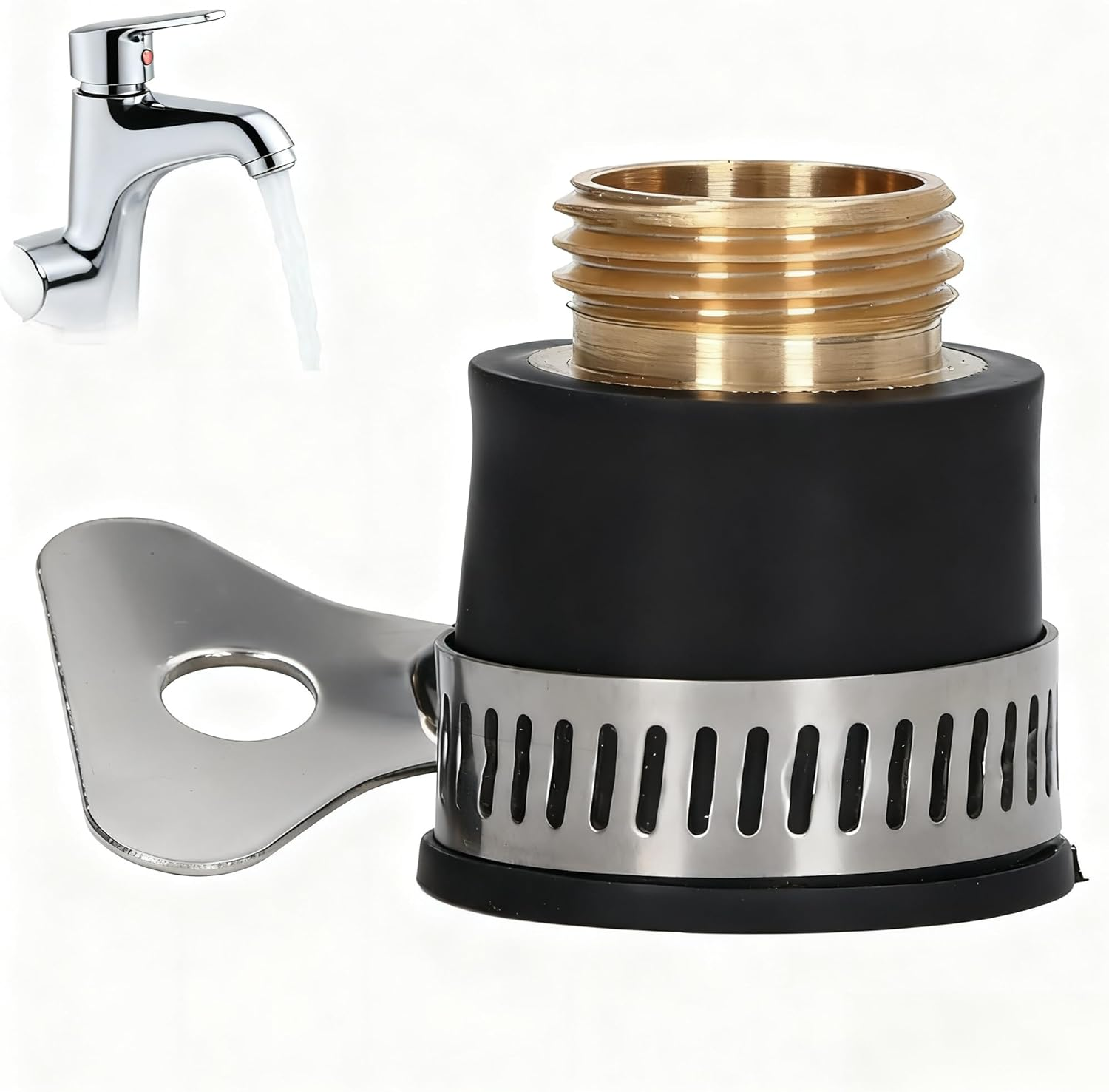 Changor Faucet Tap Connector Adapter, Brass 1/2 Inch Thread Universal Quick Joint Hose Pipe Adapter, for Garden Kitchen Water Faucet Connections image number 1