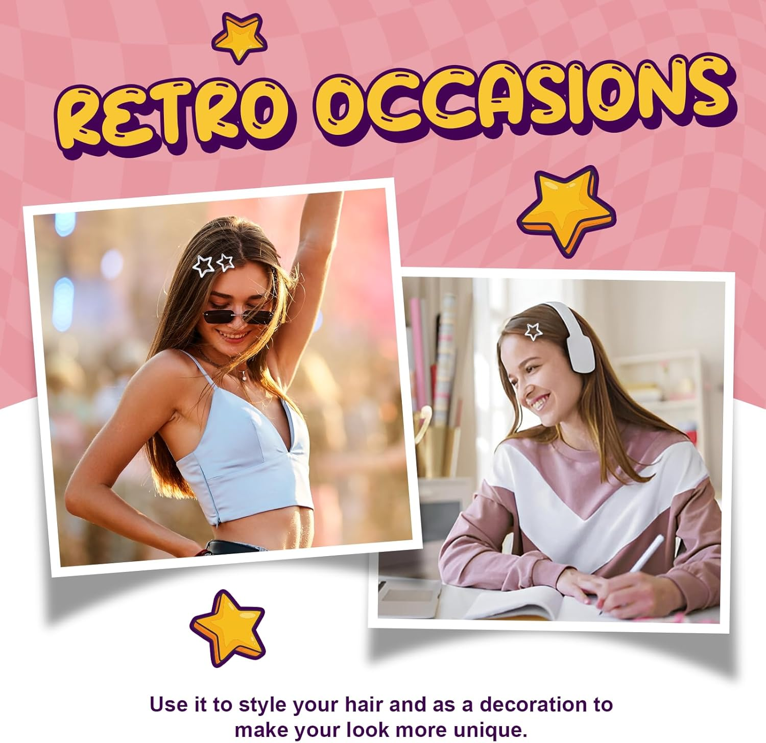 JASVERLIN Star Hair Clips, 1.22" and 1.61" Cute Kawaii Snap Barrettes for Women Girls Teens, Y2K Fashion Festival Rave Hair Accessories 2000S Aesthetic Stars Stuff Non Slip 40 Pcs (Matte Silver) image number 3