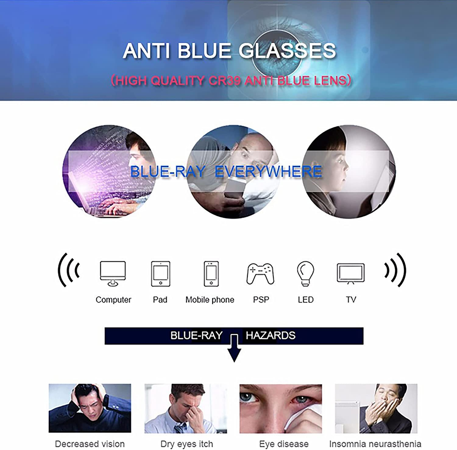 Blue Light Blocking Eyeglasses Women Men Square anti Glare UV Filter Computer Gaming Glasses Eyeglasses image number 2