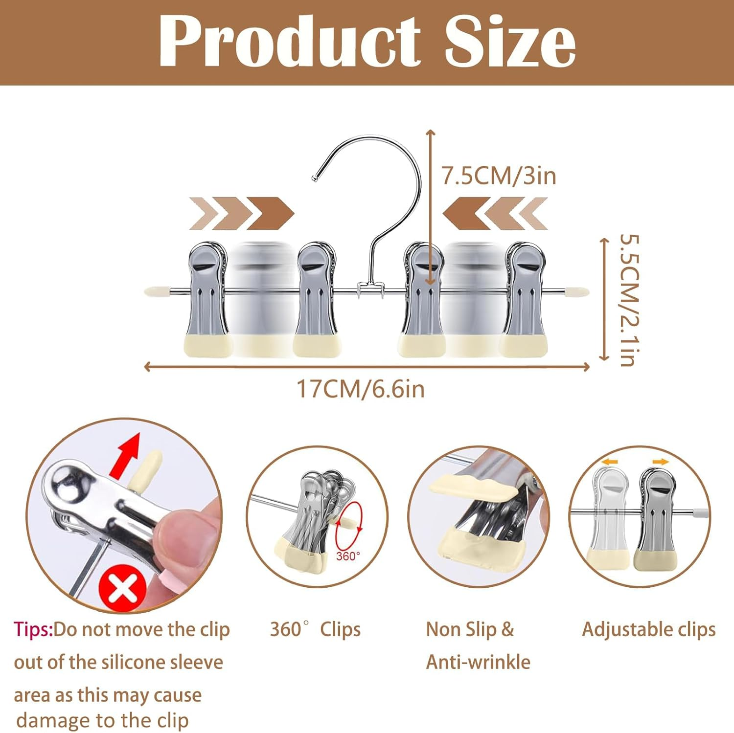 Baby Hangers with Clips for Pants, Skirts, Clothes, Non Slip Space Saving Kids Coat Hangers for Closet Organization, Baby Essentials Closest Organizer 20 Pack image number 2