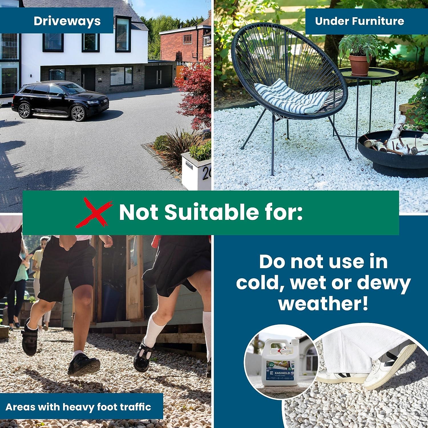 EASIHOLD Rocks - 3L Resin Gravel Glue with Applicator for Bonding Stones, Bark and Gravel on Borders, Patios and Garden Paths. Lasts up to 3 Years, Non Toxic. image number 1