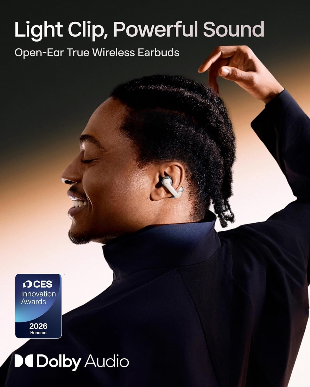 SHOKZ Opendots ONE Open Ear Headphones, Premium Dolby Audio 6.5G Clip on Earbuds Bluetooth 5.4, Wireless Earphones with Mic, Fast Charging 40 Hrs Playtime, IP54, with Cleaning Cloth,For Walking- Grey image number 3