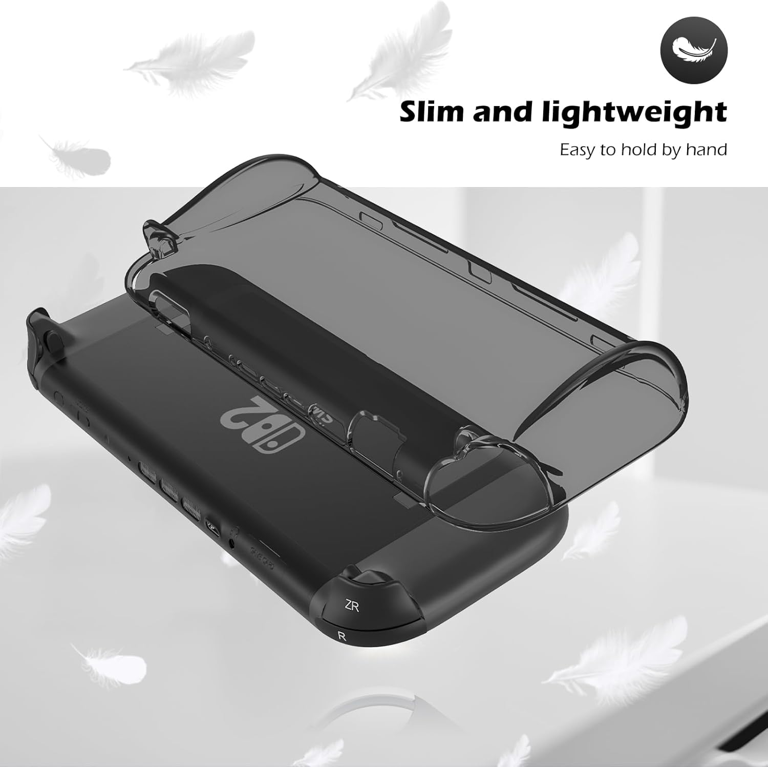 Procase Protective Case for Nintendo Switch 2 2025, Clear Cover Protector Switch 2 Accessories, Anti-Scratch, Shock-Absorption, Ergonomic Grip Design, Easy to Install -Black