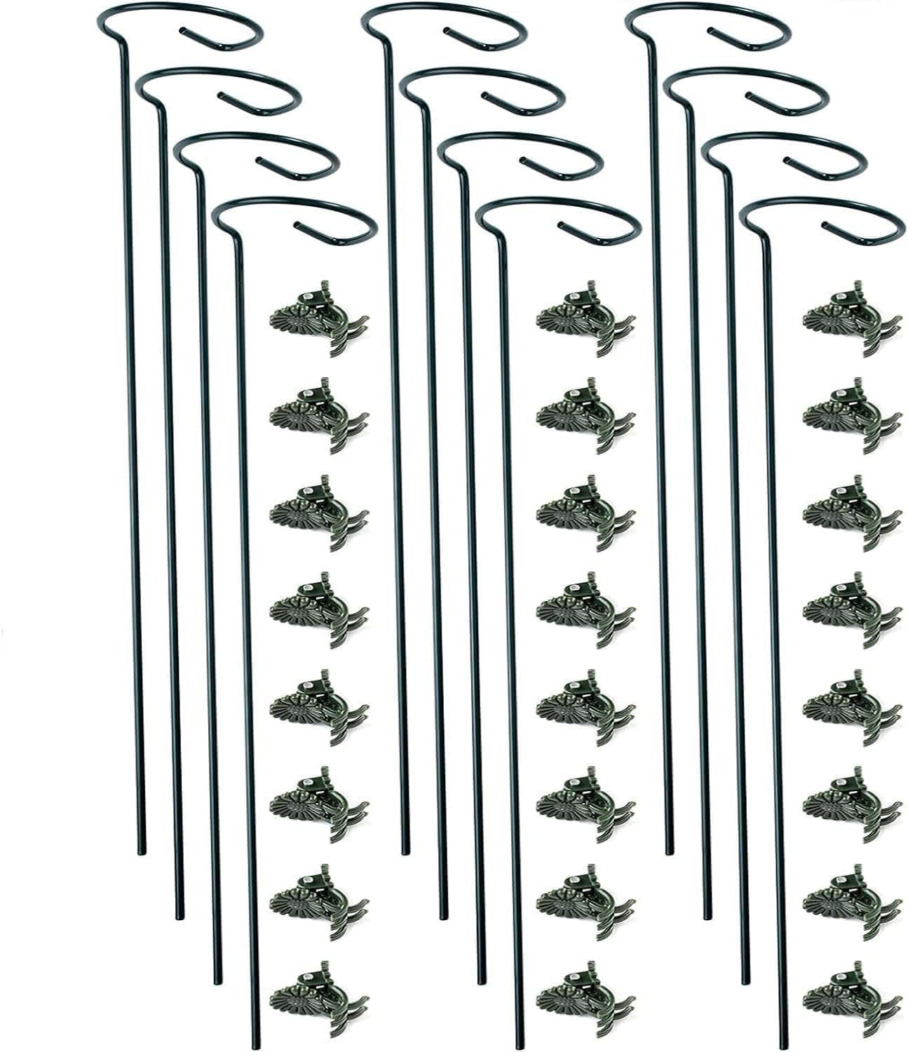 Limcryspp 12 Plant Support Posts and 24 Plant Clips, Single Stem Support Post, Plant Cage Support Ring, Garden Flowers, Roses, Tomatoes, Peonies, Lilies, Roses, Herbs, Vegetables and Other Plants image number 3