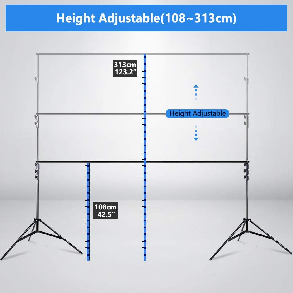 MSKIRA Photo Backdrop Background Stand 3.13MX3M Support Stand, Adjustable Heavy Duty Photography Tall Background Telescopic Support System Kit with Carry Bag image number 1