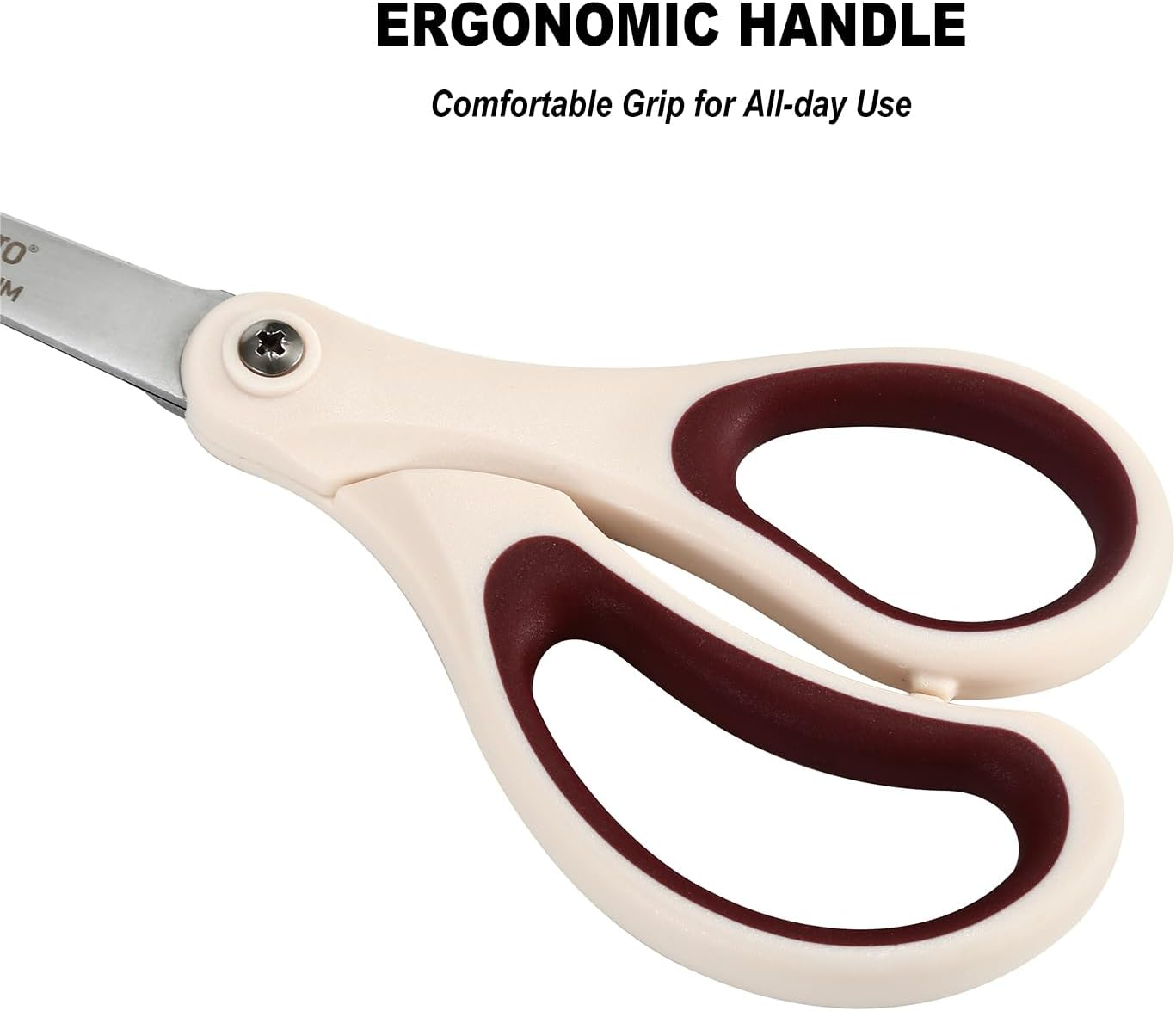 LIVINGO Scissors All Purpose - Titanium Coated Heavy Duty Sharp Stainless Steel Comfortable Shears for Office Home School Cutting Paper Fabric, Blue, White, and Brown, 3 Pieces image number 5