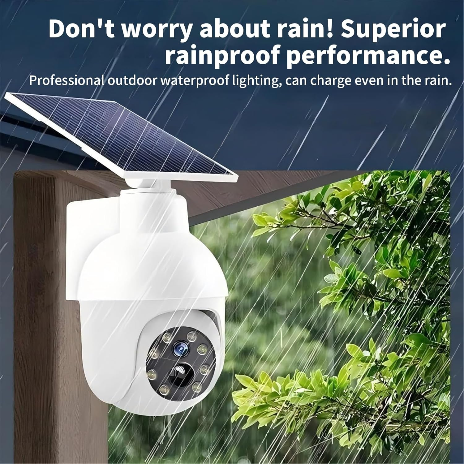 Rhoyee Solar Powered Dummy Surveillance Camera Light &ndash; 360&deg; Ultra-Bright LED Floodlight with Motion Sensor, Flashing Red Light, IP66 Waterproof Outdoor Security Decoy for Porch, Yard, Patio & Driveway image number 6