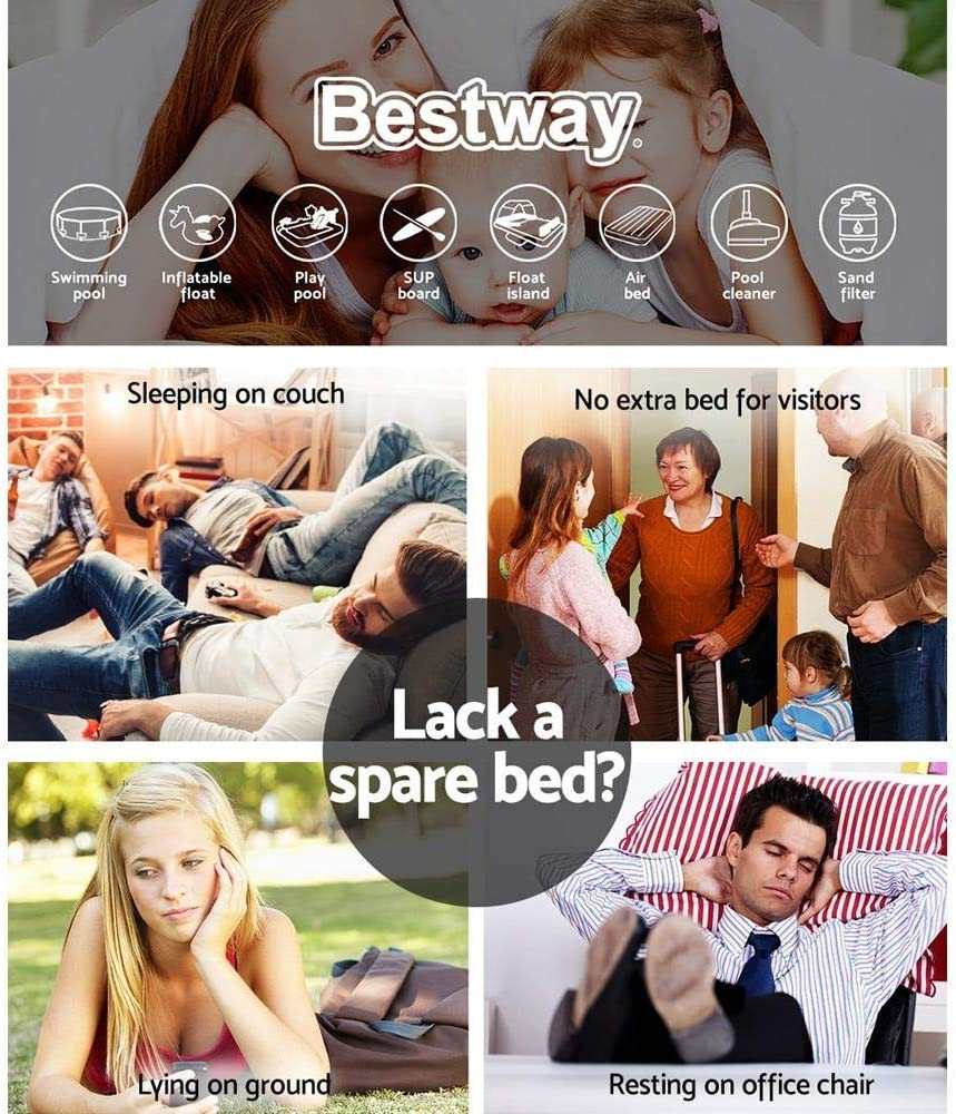 Bestway Air Bed Queen Inflatable Mattress Sleeping Mats Home Camping Built-In Pump image number 5