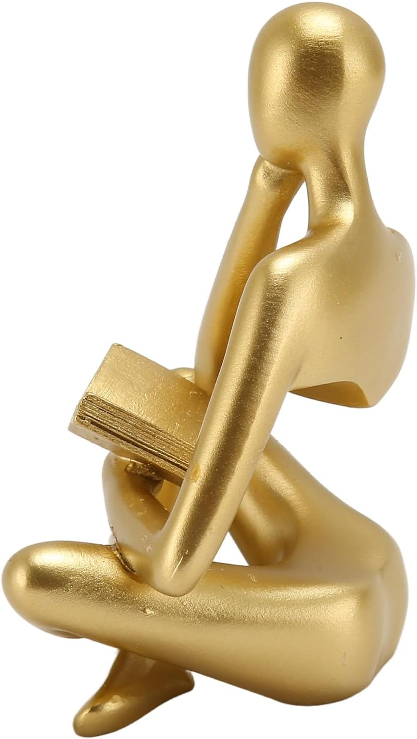 Abstract Resin Statue for Office Home Decor Lightweight Durable Sitting Figure Sculpture Fine Detail Stable Structure Lounge Room Bedroom Living Area 150Characters - Gold image number 3