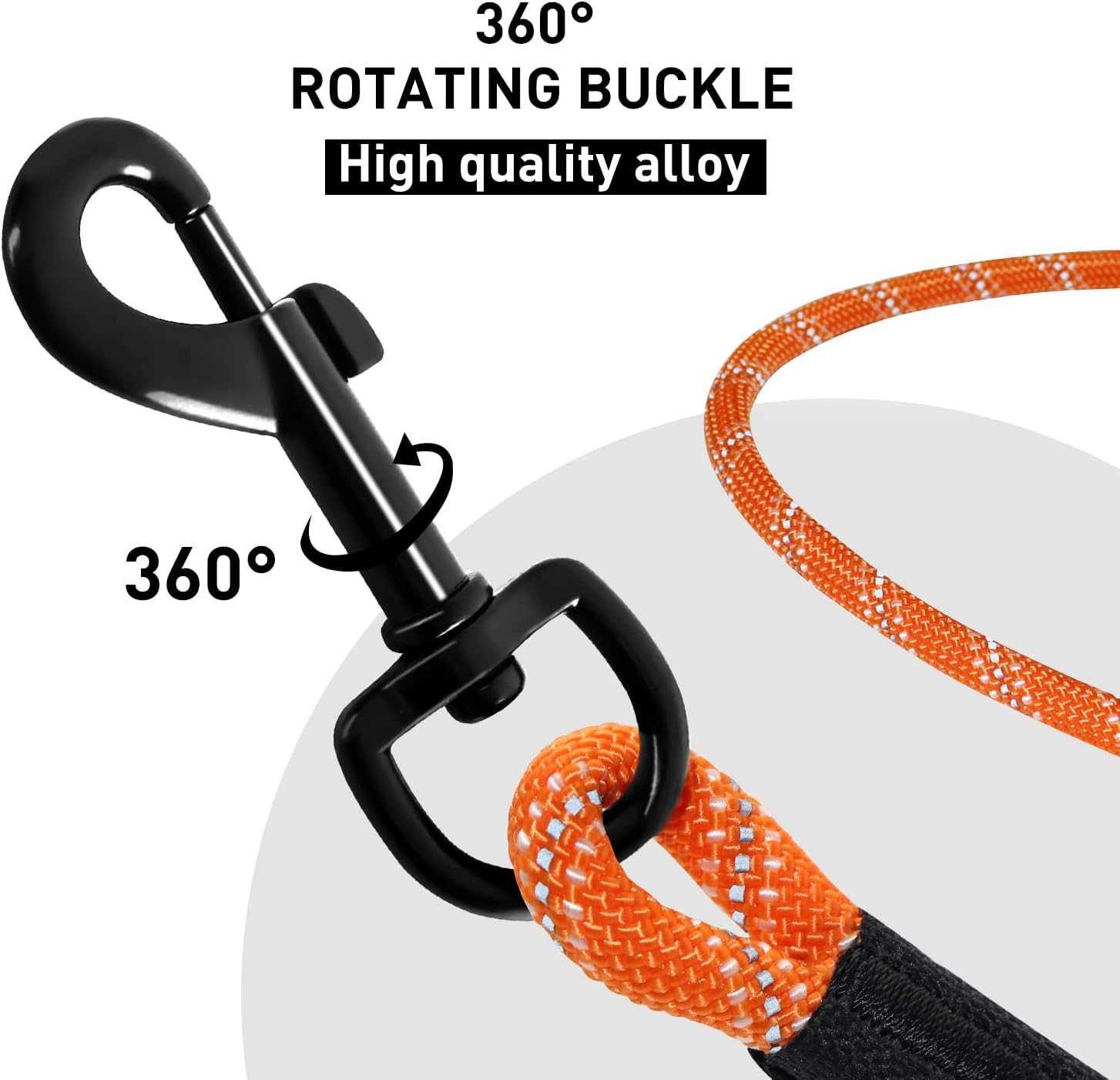 CANDYDOG Recall Lead 10 M for Dogs, without Handle, with 2 Climbing Carabiners, Suitable for Small to Large Dogs, Orange - Classic Dog Leads and Lead Ropes image number 3