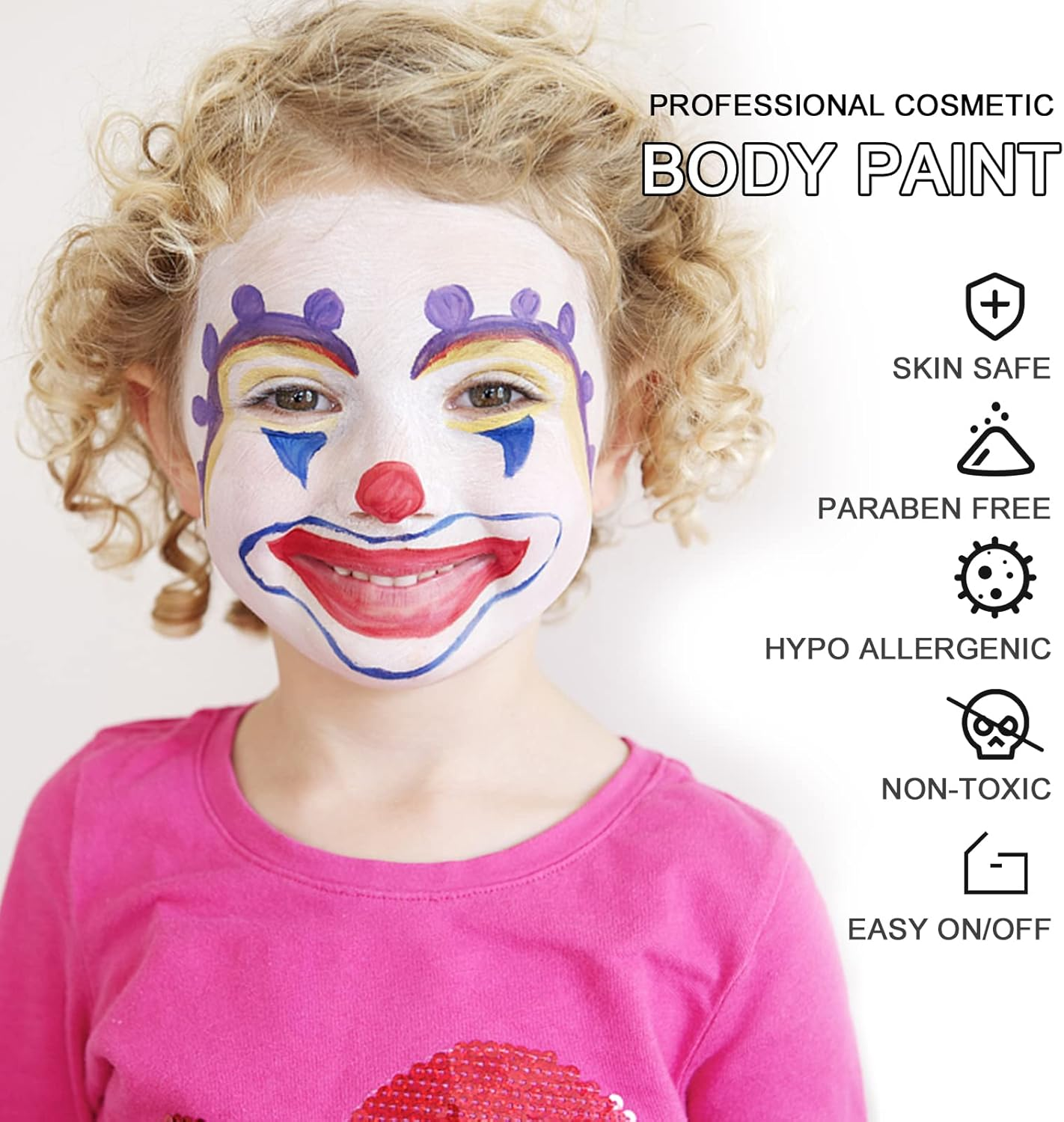 MOEMOE BABY Face Painting Kit Face Paint Body Professional Face Body Painting Kit Water Based Face Painting Makeup Safe for Kids & Adults - White+Light Green image number 6