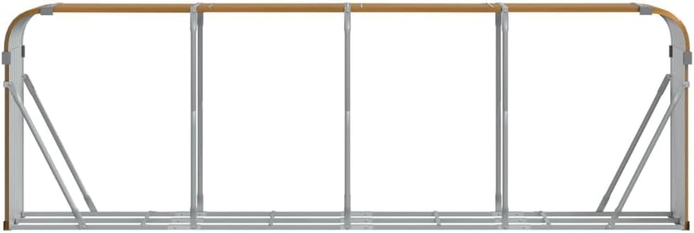 Garden Firewood Rack Outdoor Log Holder Rack Storing Wood Logs, Metal Wood Pile Storage Organizer, Weather-Resistant, Light Brown 300X45X100 Cm Galvanised Steel image number 4