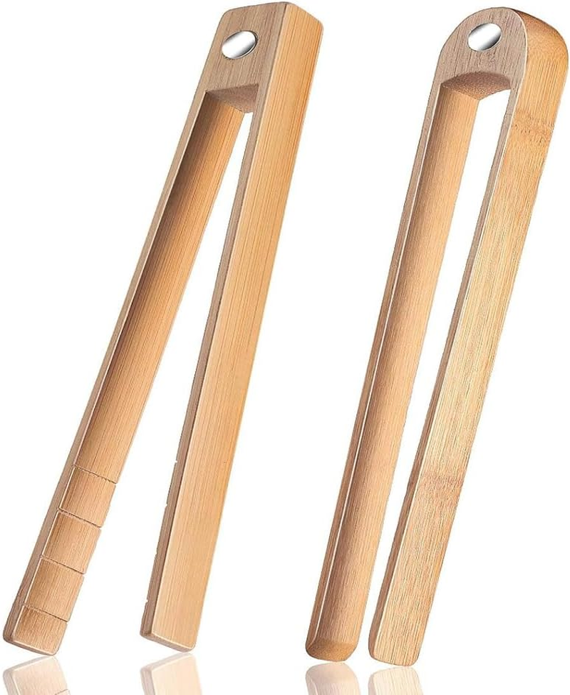 2 Pcs Wooden Tongs Bamboo Toast Tongs Long Natural Wooden Toaster Tongs Wood Cooking Pickles, Cheese, Bacon, and Muffins for Kitchen Salad, Bacon, Pickles, Pasta, Grilling, Toast, Bread, Fruits image number 4
