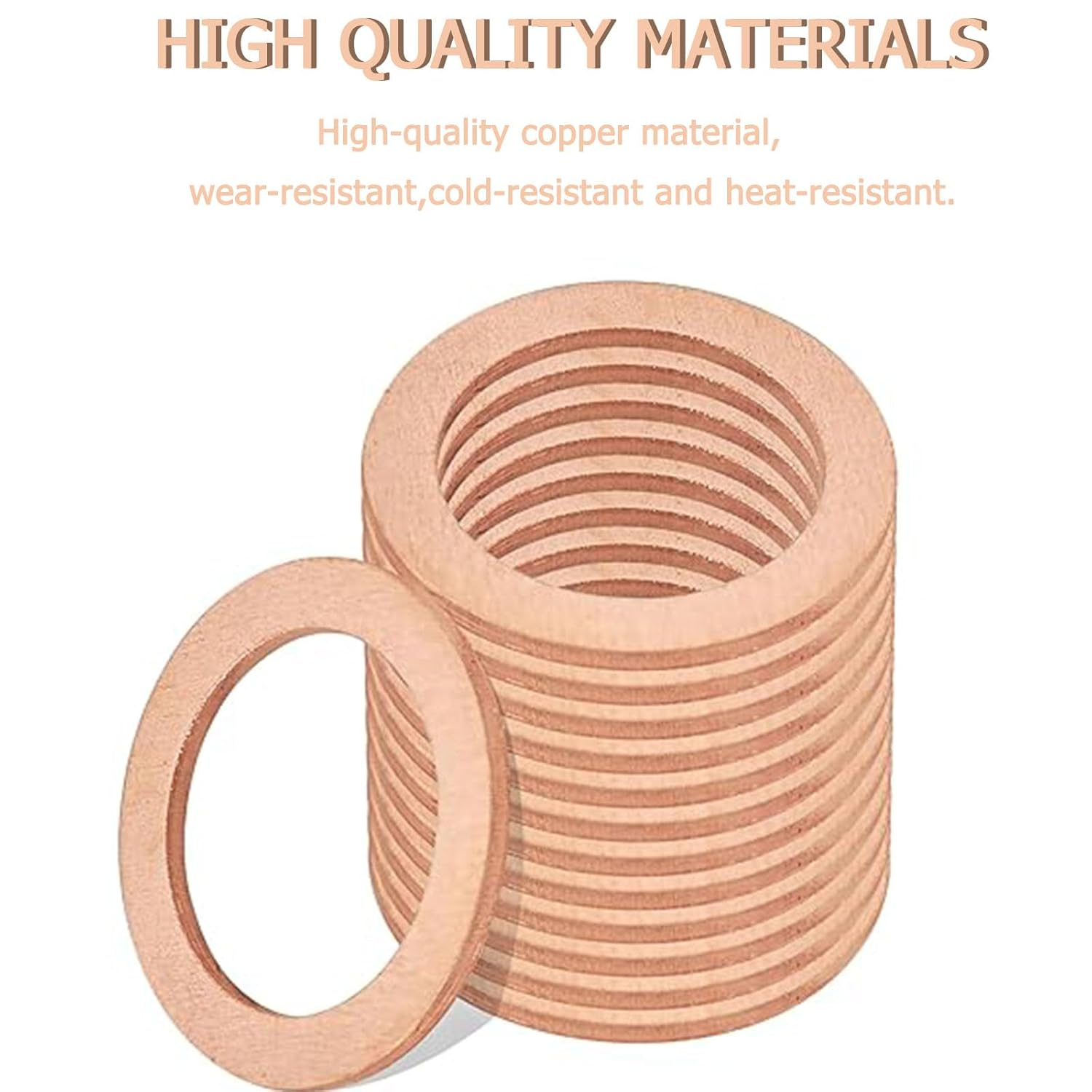 15PCS 14Mm Copper Oil Drain Plug Gaskets - Crush Washer Flat Ring Seal Fittings for Car Accessories - Replacement for OEM 007603-014106, 007603014106, 115100 - for Engine Oil Drains image number 4