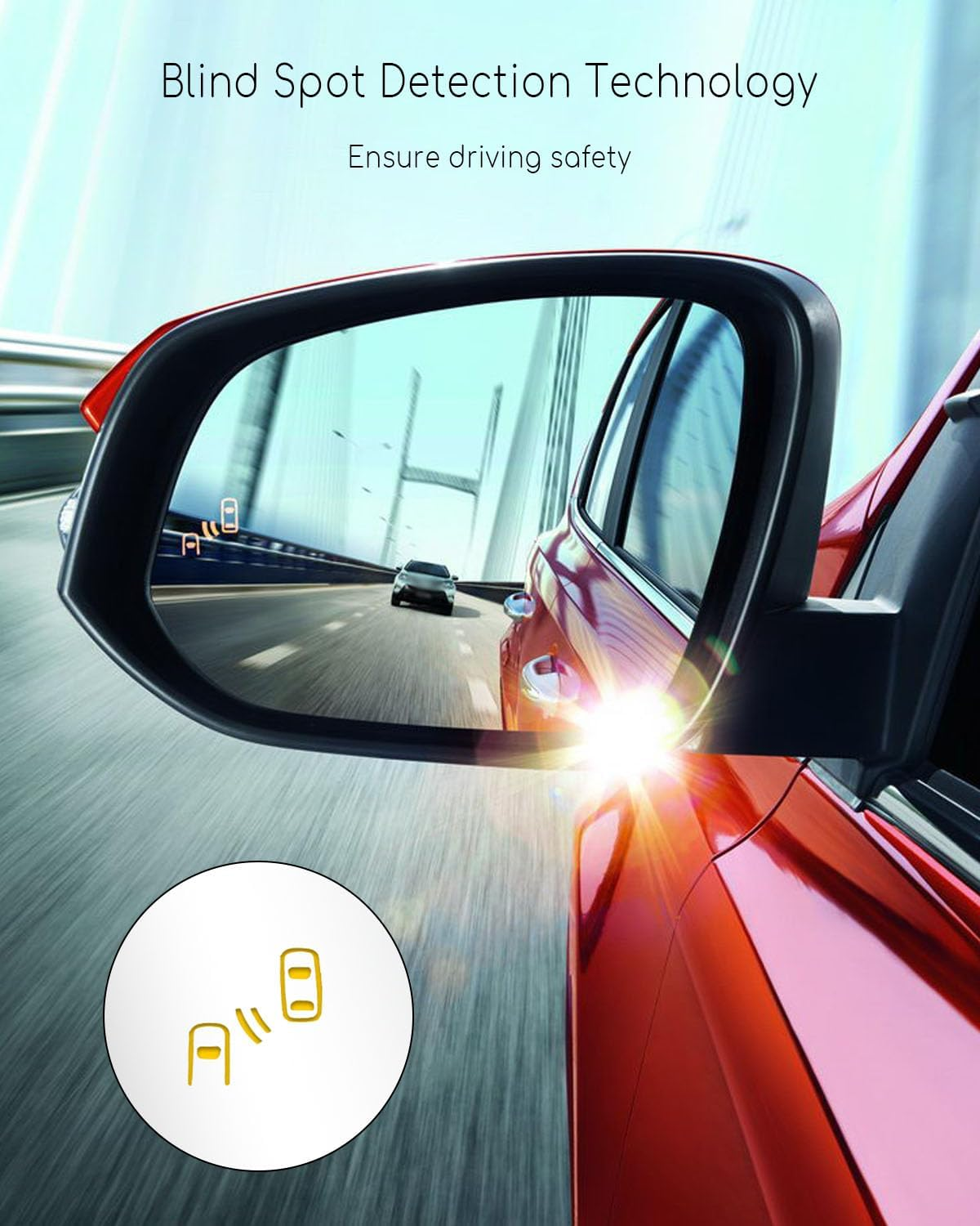 Side Mirror Glass with Blind Spot Detection Fits for Toyota RAV4 2013-2023 Tacoma 2016-2021, Left Driver Side Rearview Mirror Lens with Heat Defogging Backing Plate Replace 879610R100 TO1324129 image number 4